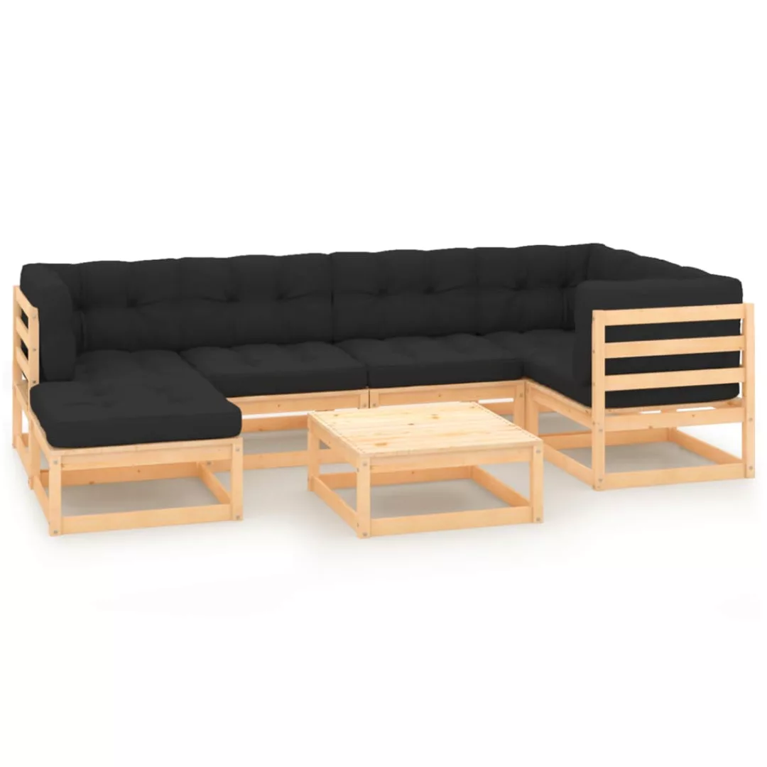 7-tlg. Garten-lounge-set Mit Kissen Massivholz Kiefer günstig online kaufen