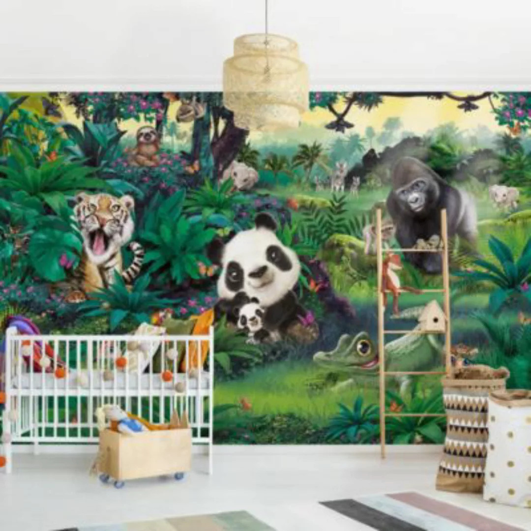 Bilderwelten Kindertapete Dschungel mit Tieren bunt Gr. 480 x 320 günstig online kaufen
