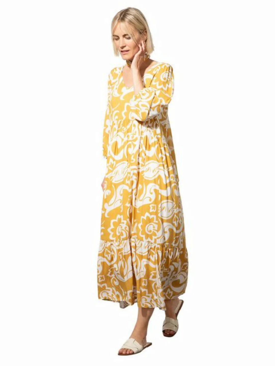 Tunikakleid, gelb/weiß, Sommer-Kollektion günstig online kaufen