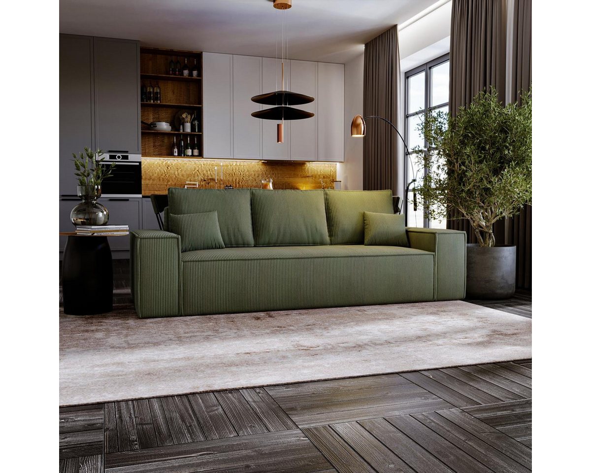 Compleo Schlafsofa 3 sitzer MALAG, Cordstoff, Modern Sofa mit Bettkasten günstig online kaufen