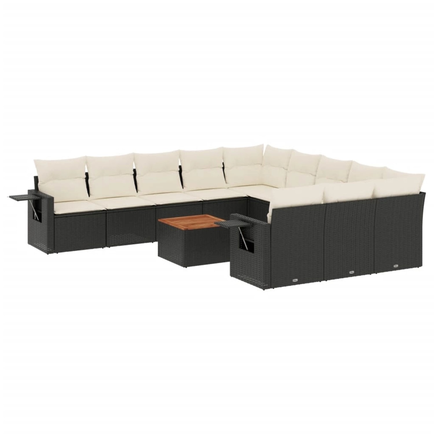 vidaXL 12-Tlg Garten-Sofagarnitur mit Kissen Schwarz Poly Rattan 3257120 günstig online kaufen
