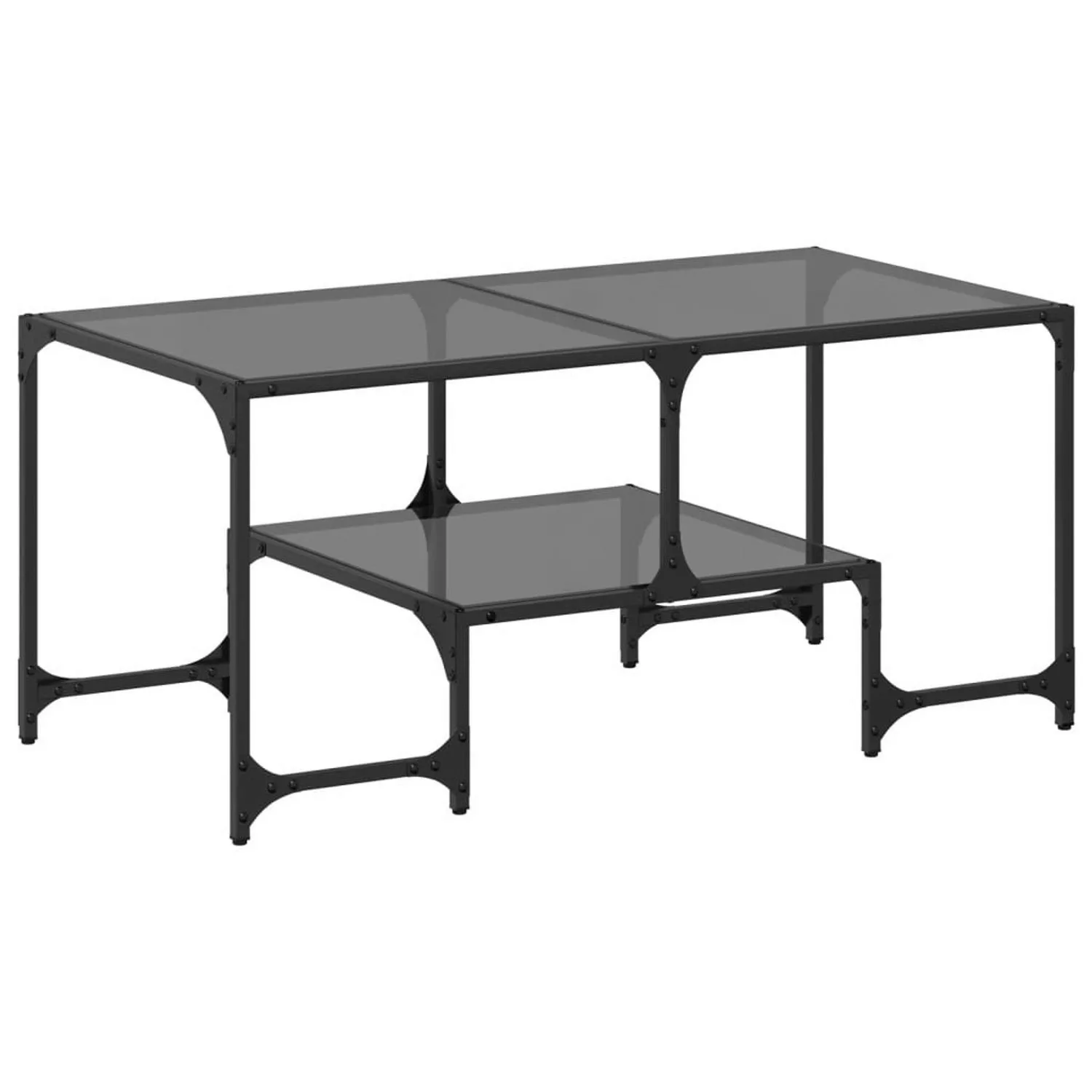 vidaXL Couchtisch mit Glasplatte Schwarz 98,5x50x45 cm Stahl Modell 2 günstig online kaufen