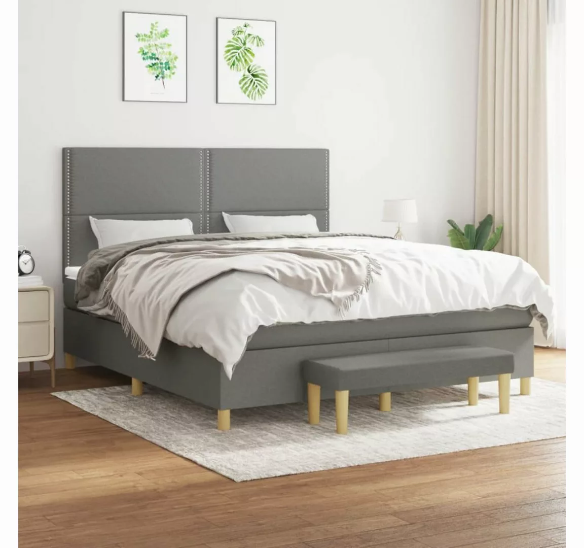 vidaXL Boxspringbett mit Matratze Schwarz 180x200 cm Stoff1358600 günstig online kaufen