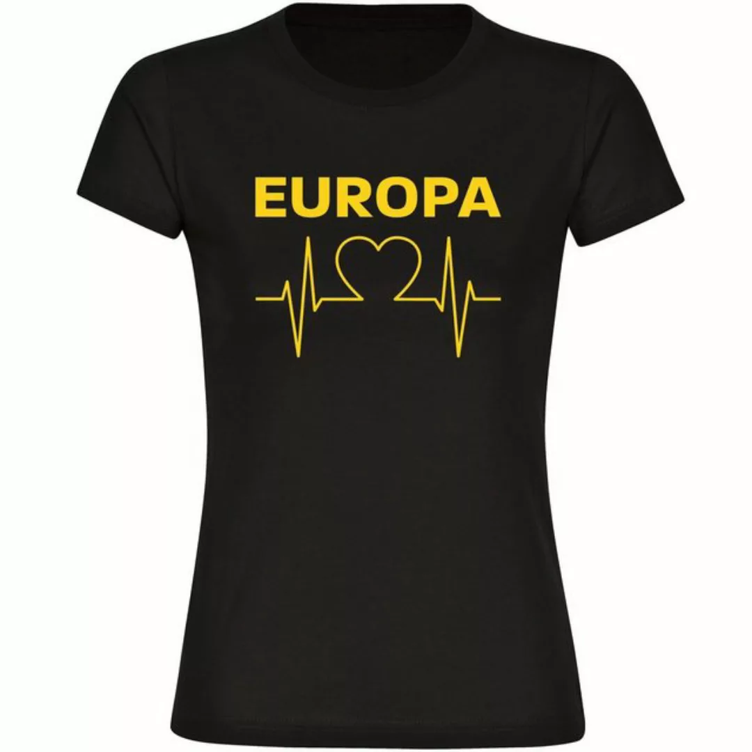 multifanshop T-Shirt Damen Europa - Herzschlag - Frauen günstig online kaufen