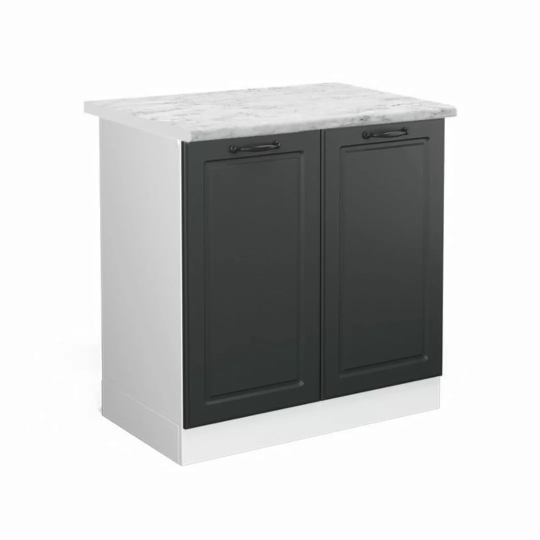 Vicco Spülenunterschrank R-Line, Anthrazit Landhaus/Weiß, 80 cm, AP Eiche günstig online kaufen