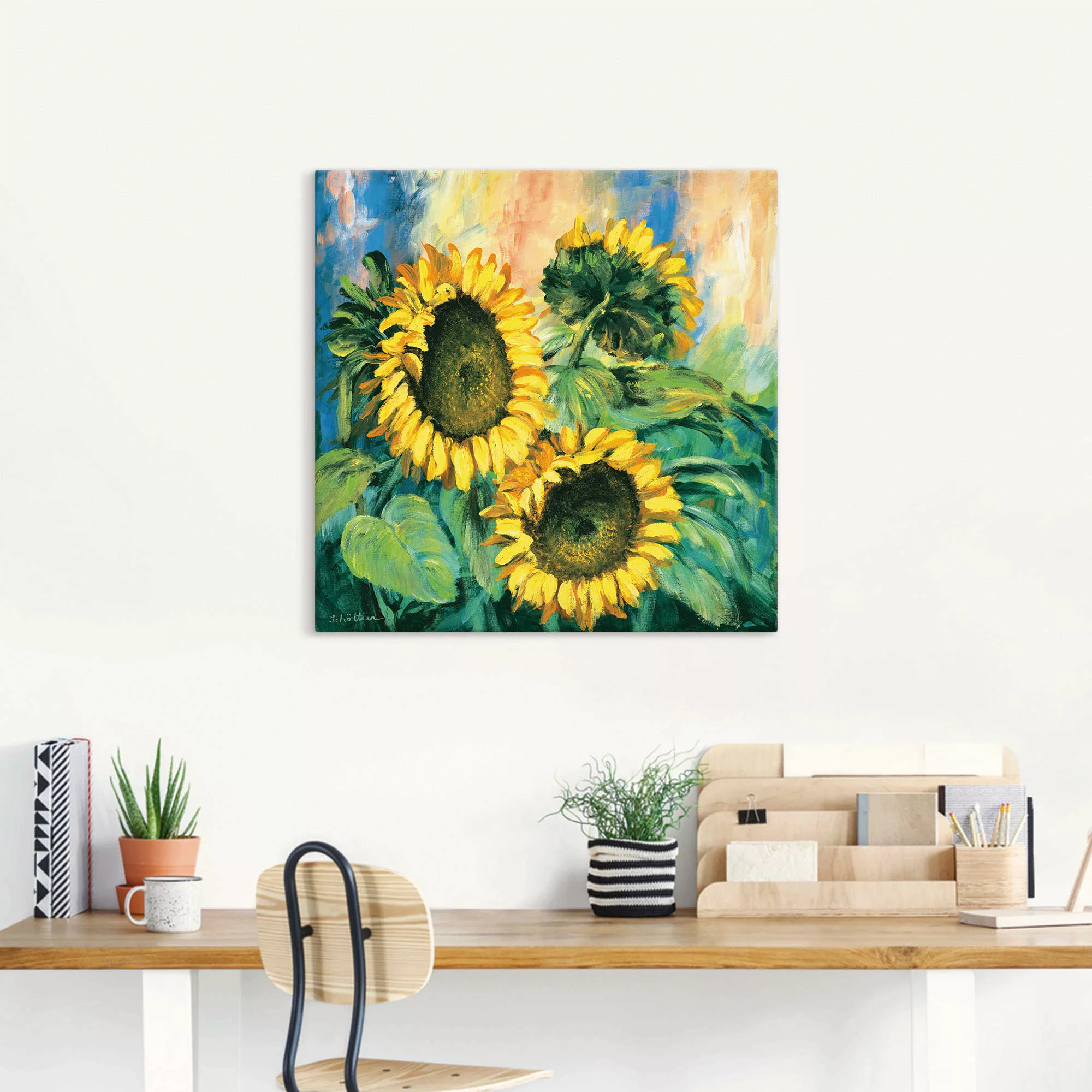 Artland Leinwandbild "Sonnenblumen II", Blumen, (1 St.), auf Keilrahmen ges günstig online kaufen