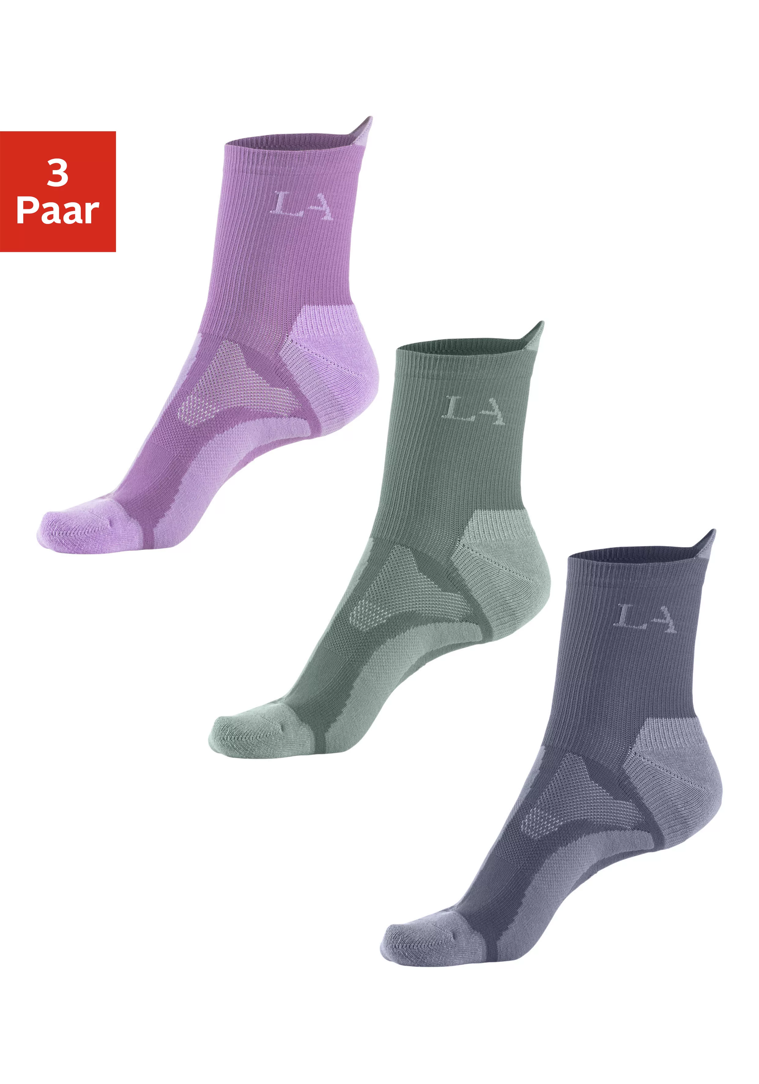 LASCANA ACTIVE Wandersocken, (Set, 3 Paar), mit verstärkten Belastungszonen günstig online kaufen