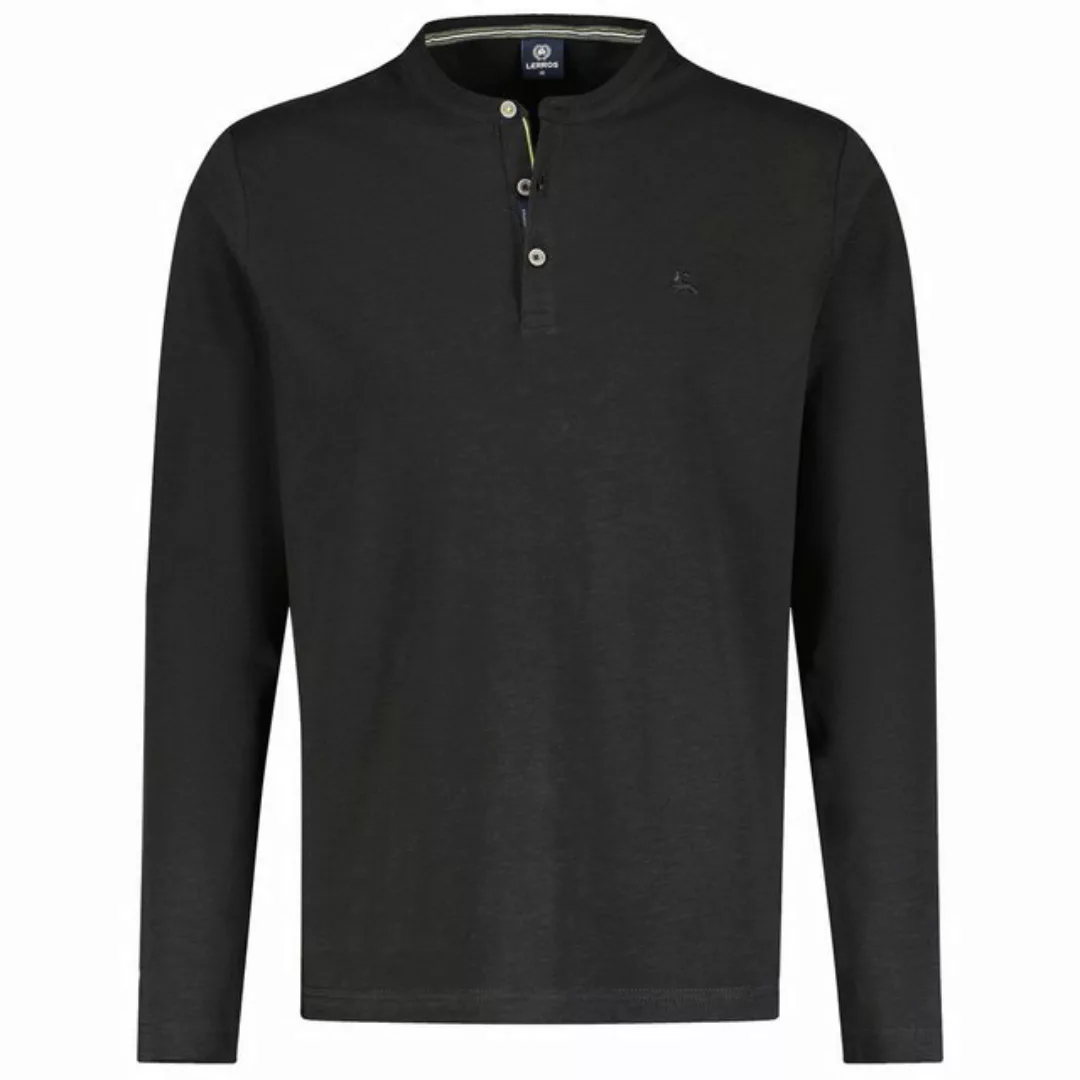 LERROS Rundhalsshirt Lerros Henley-Langarmshirt Übergröße schwarz günstig online kaufen