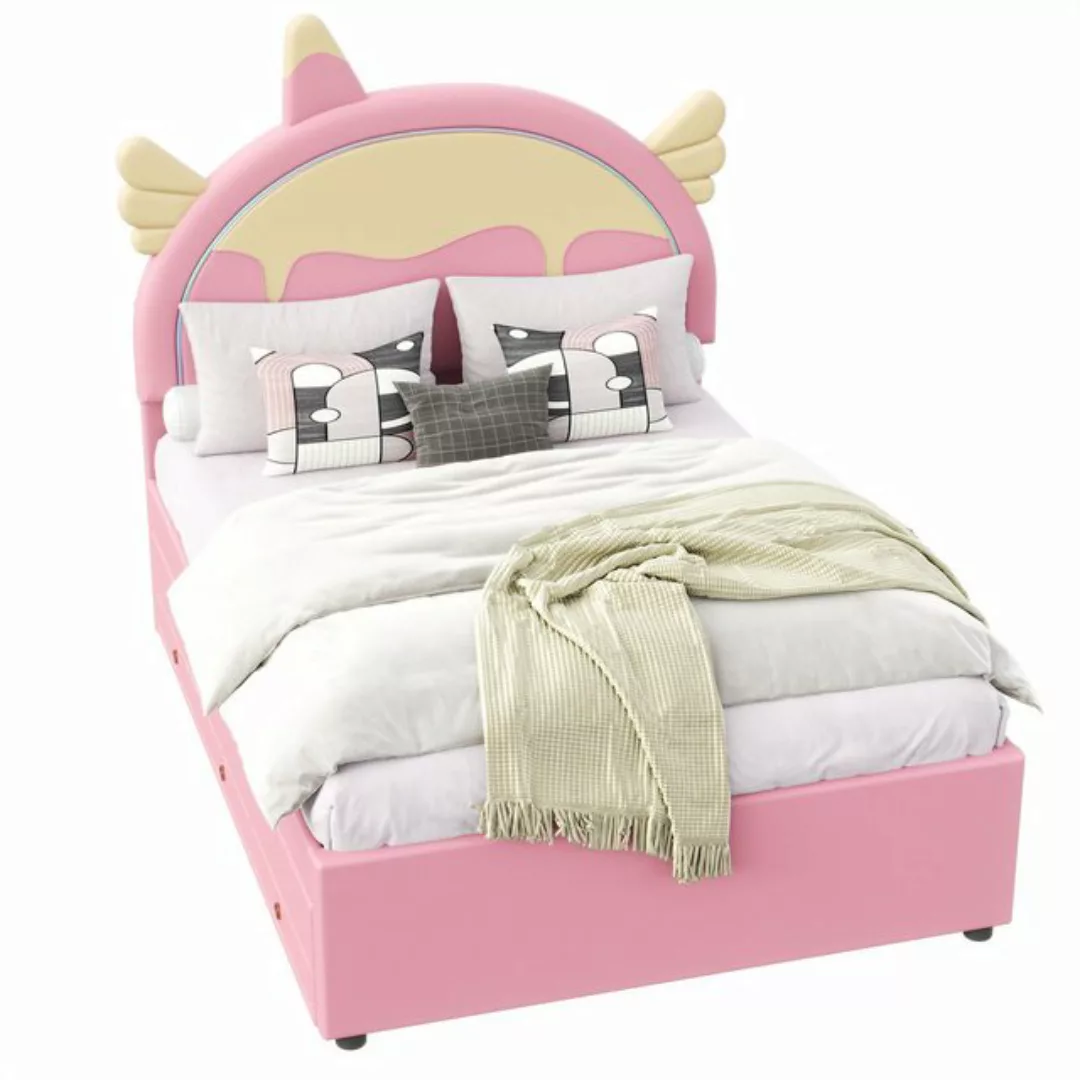 MODFU Kinderbett Einhornform, ausgestattet mit ausziehbares rollbett, kunst günstig online kaufen