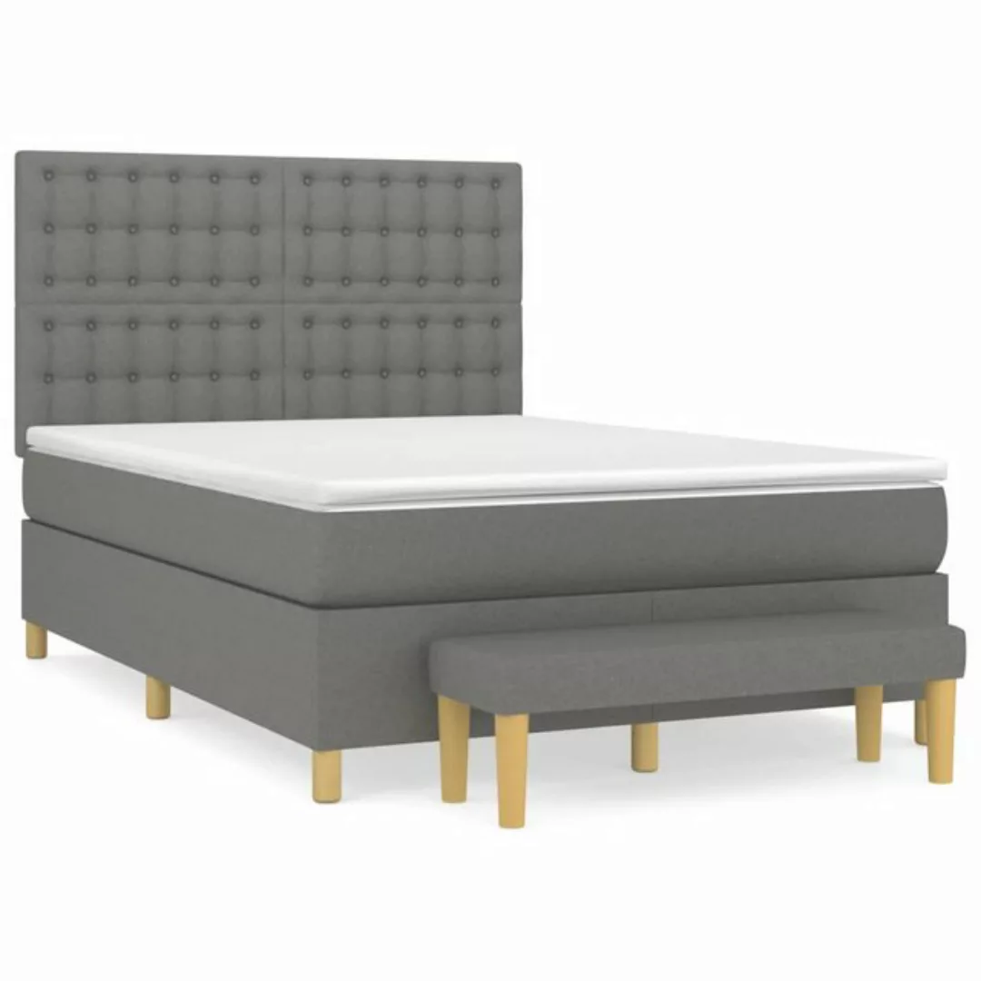 vidaXL Boxspringbett Boxspringbett mit Matratze Dunkelgrau 140x190 cm Stoff günstig online kaufen