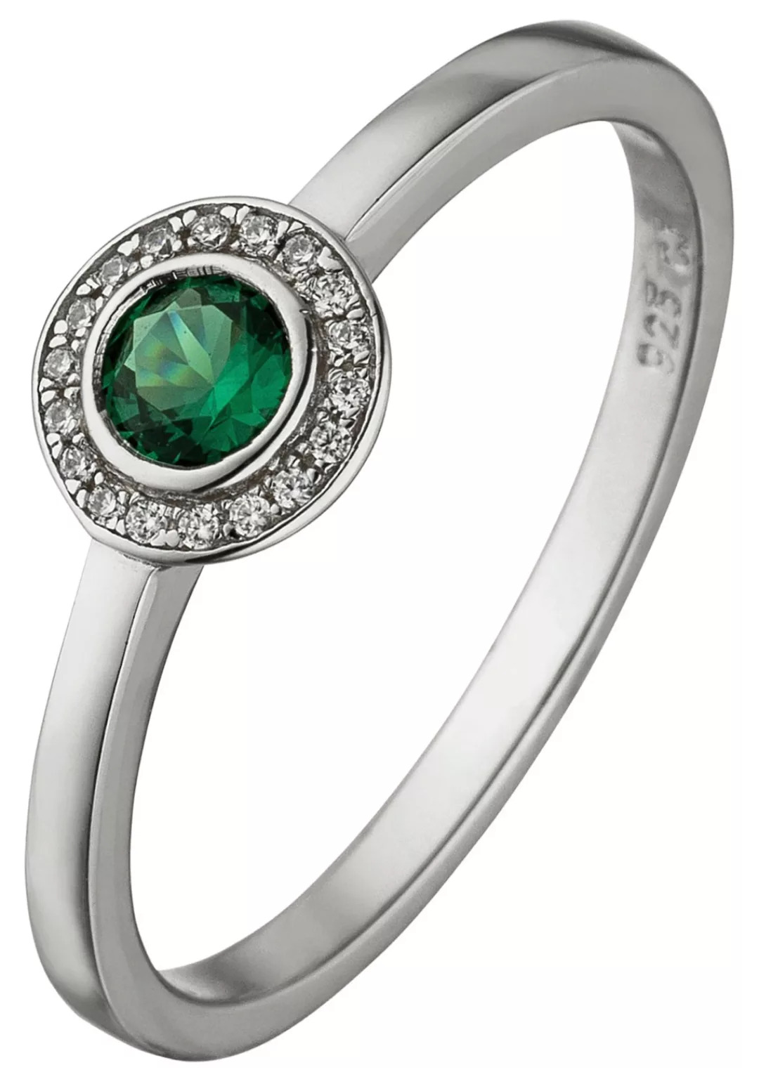 JOBO Fingerring, 925 Silber mit 19 Zirkonia grün und weiß günstig online kaufen