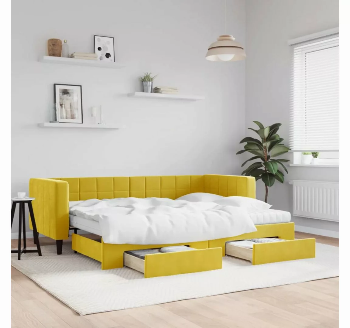 vidaXL Gästebett Gästebett Tagesbett Ausziehbar mit Schubladen Gelb 80x200 günstig online kaufen