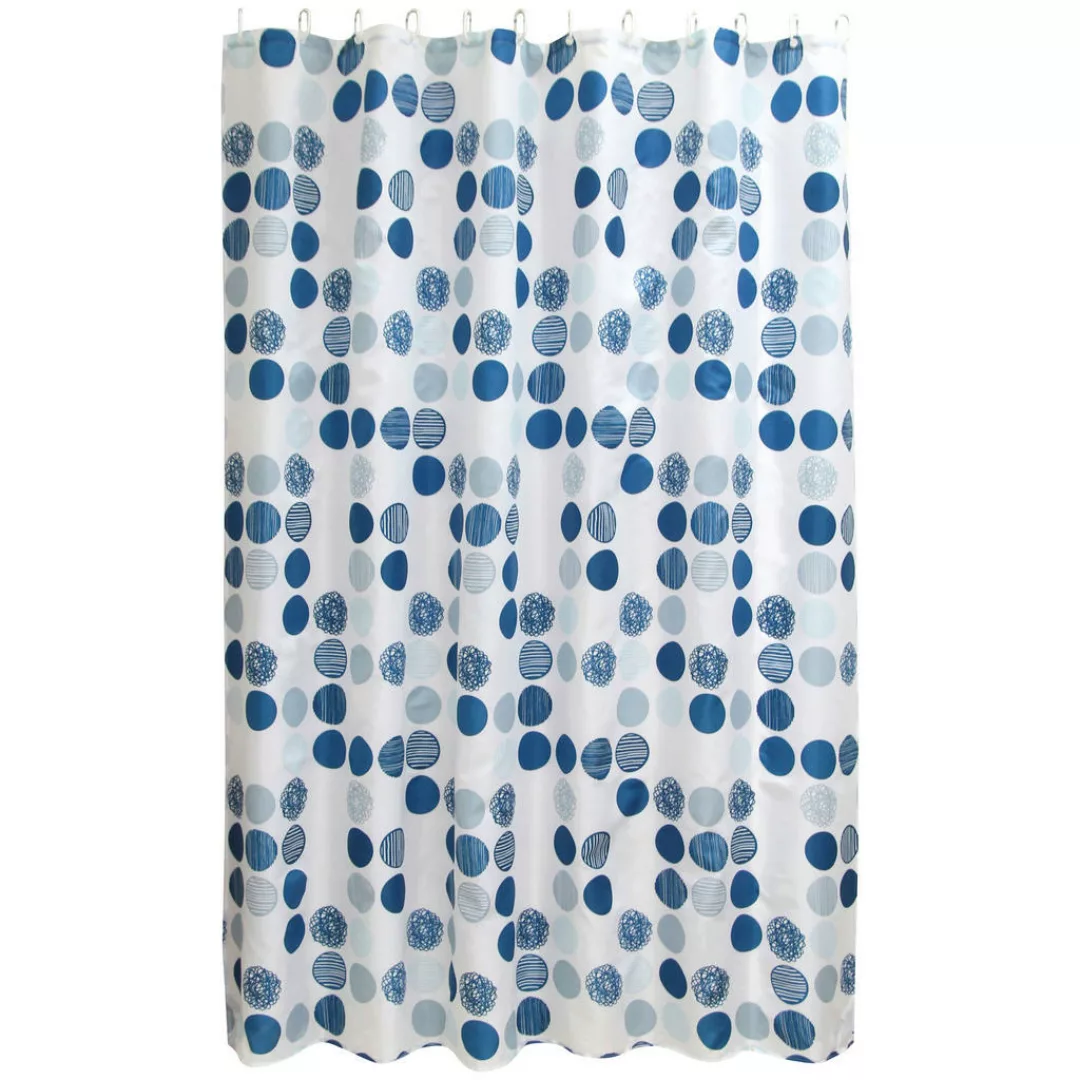 Duschvorhang weiß blau Polyester-Mischgewebe B/L: ca. 180x200 cm günstig online kaufen