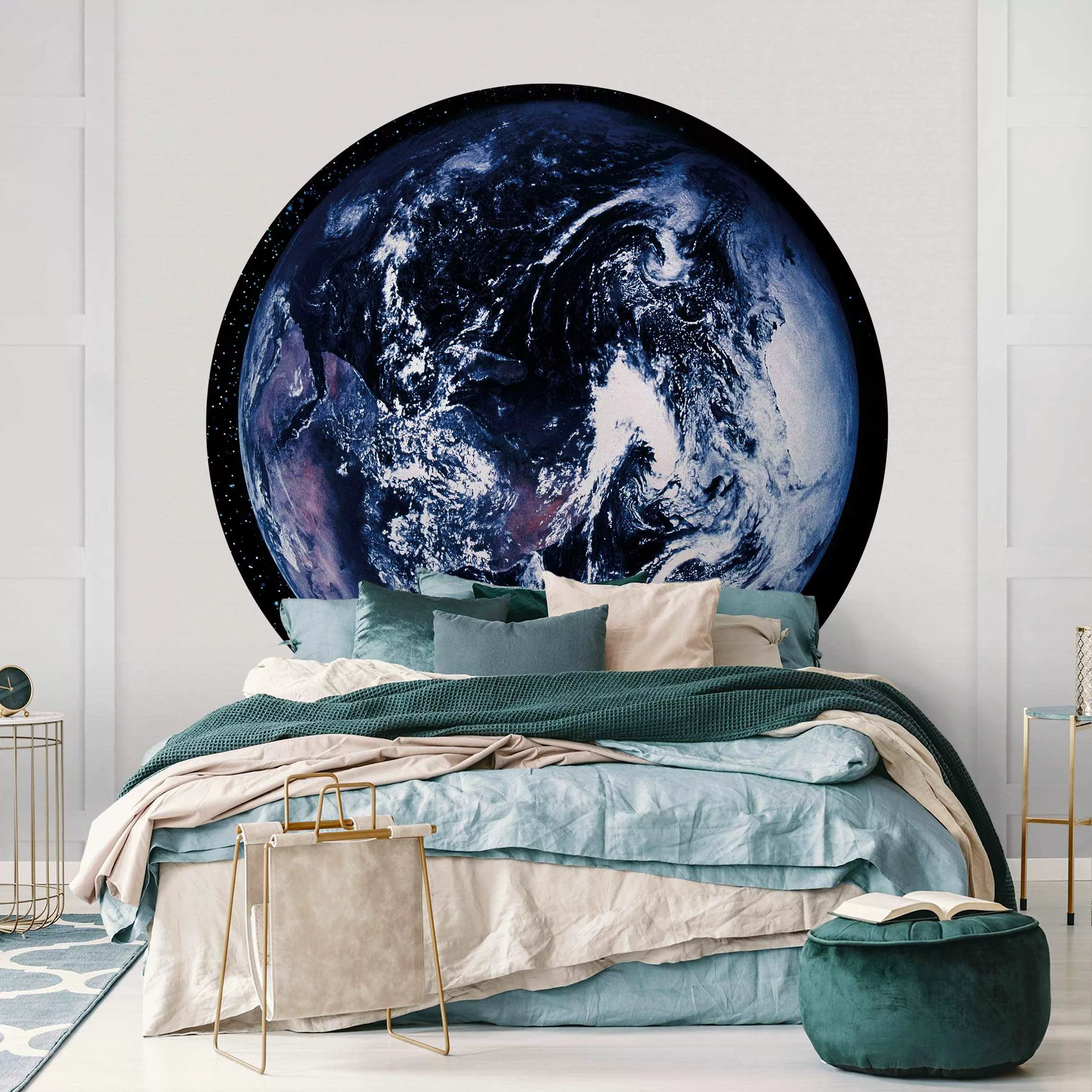 Bilderwelten Runde Tapete selbstklebend Planet Earth schwarz Gr. 50 x 50 günstig online kaufen