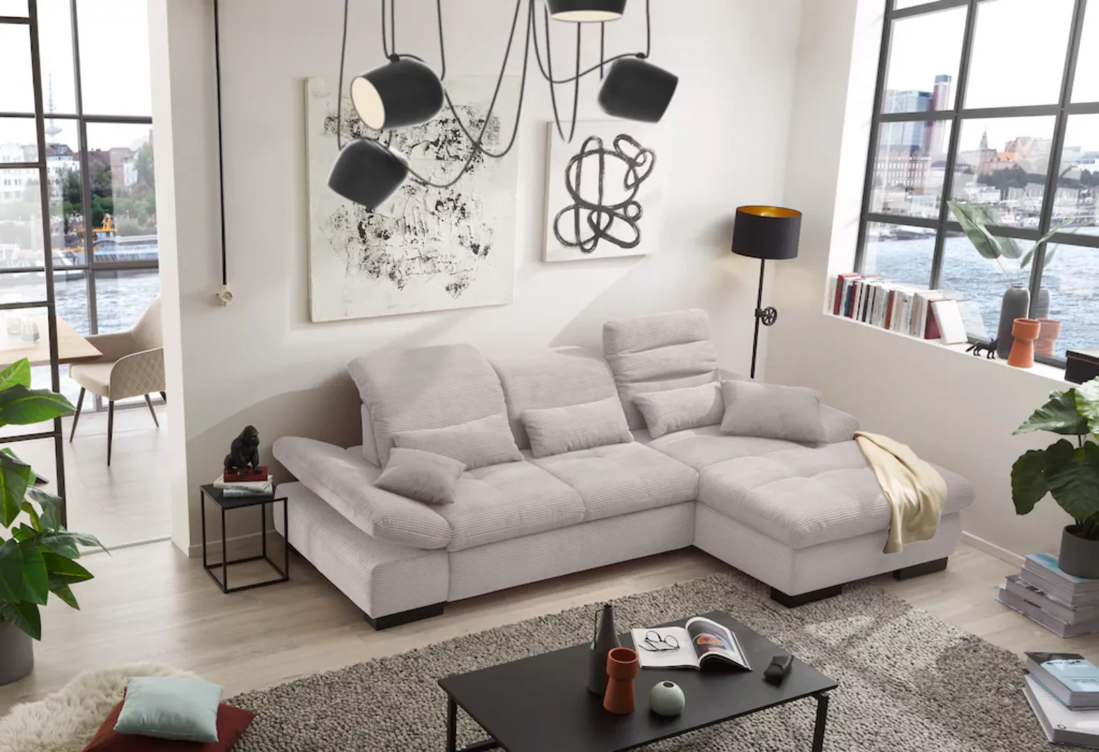 set one by Musterring Ecksofa »SO4100 V«, mit verstellbaren Kopfteilen, wah günstig online kaufen