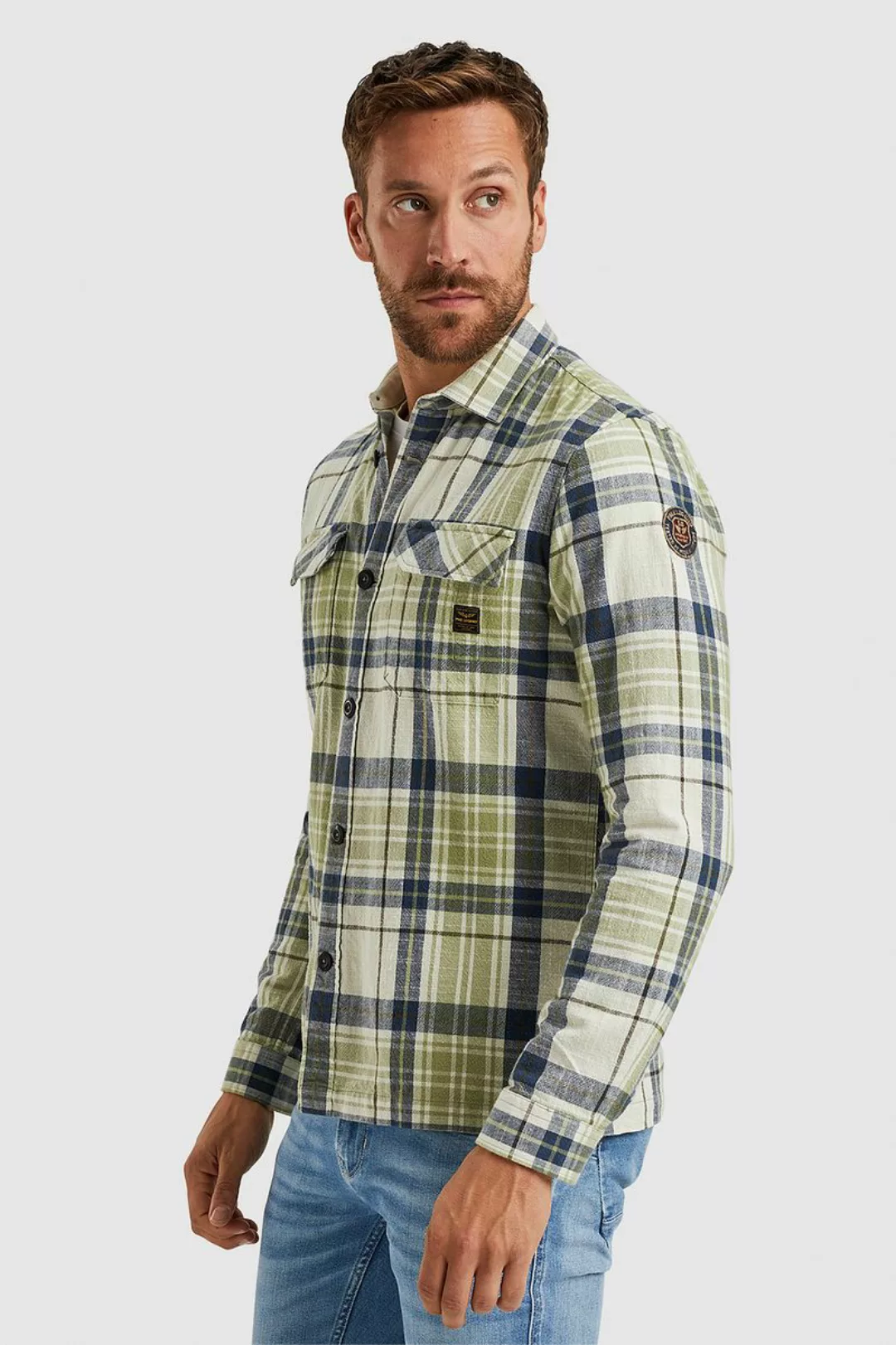 PME Legend Overshirt Kariert Grün - Größe 3XL günstig online kaufen