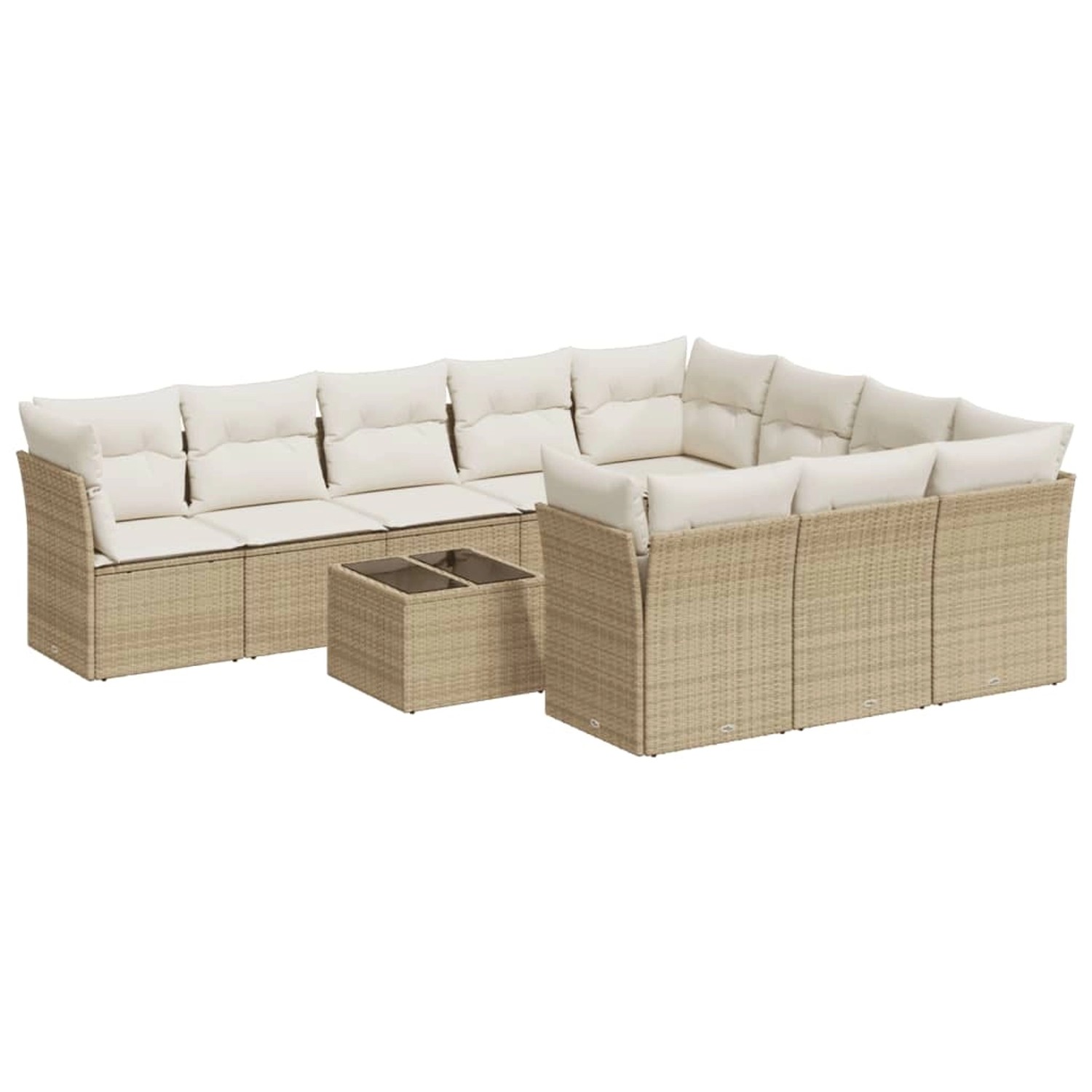 vidaXL 11-tlg Garten-Sofagarnitur mit Kissen Beige Poly Rattan Modell 51 günstig online kaufen