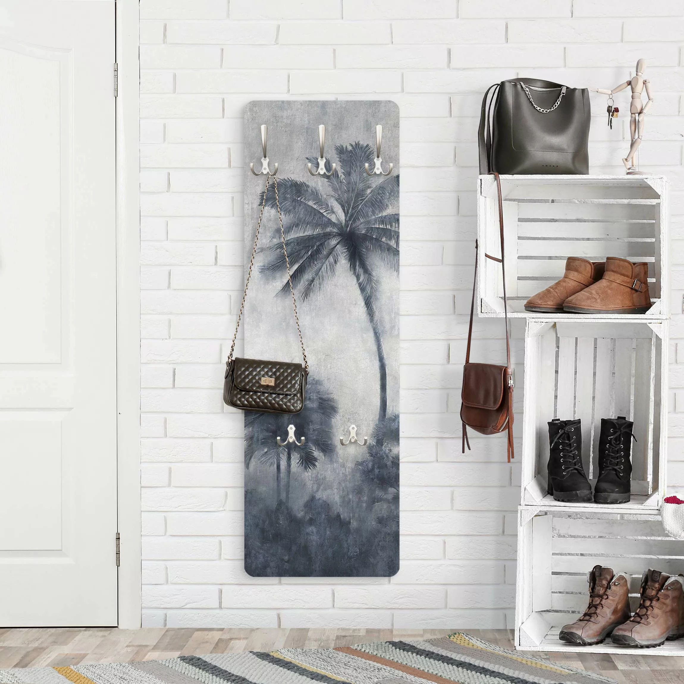 Wandgarderobe Palmenkette in blau günstig online kaufen