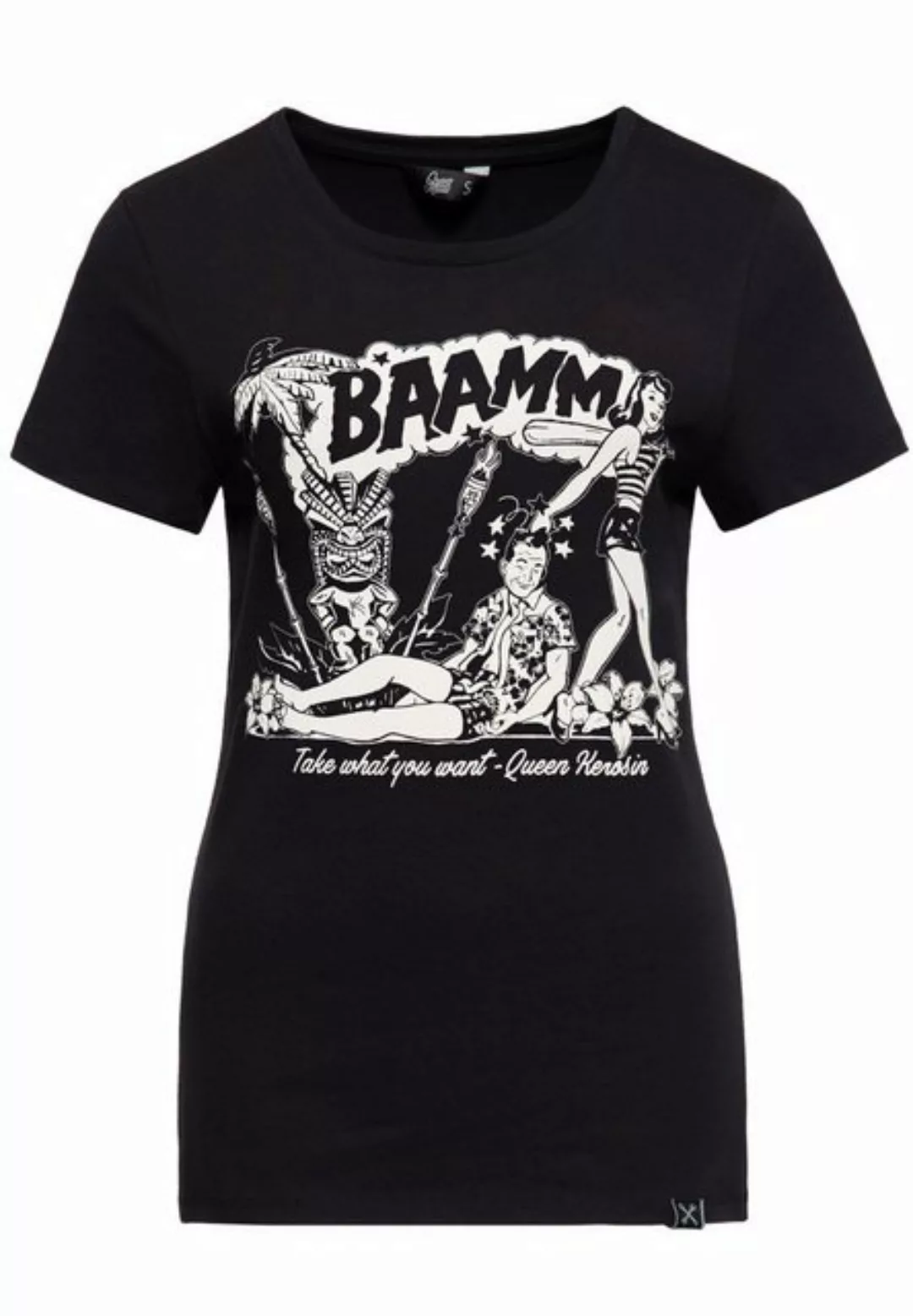 QueenKerosin Print-Shirt Bammm (1-tlg) mit Retro Front Print günstig online kaufen