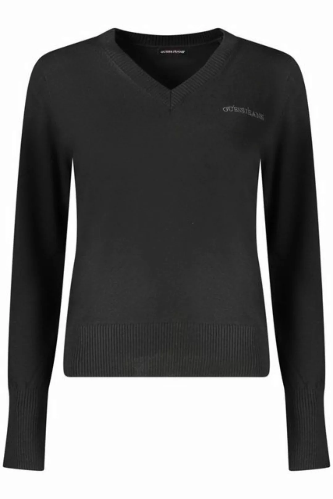 GUESS JEANS Strickpullover Eleganter Damenpullover Schwarz mit V-Ausschnitt günstig online kaufen