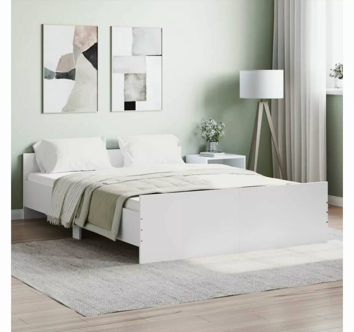 furnicato Bett Bettgestell mit Kopf- und Fußteil Weiß 135x190 cm günstig online kaufen