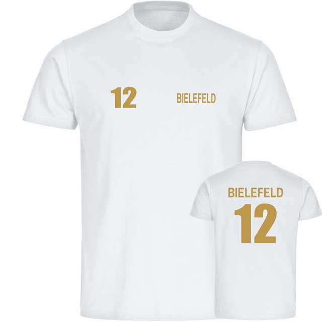 multifanshop T-Shirt Herren Bielefeld - Trikot Nummer 12 gold - Männer günstig online kaufen