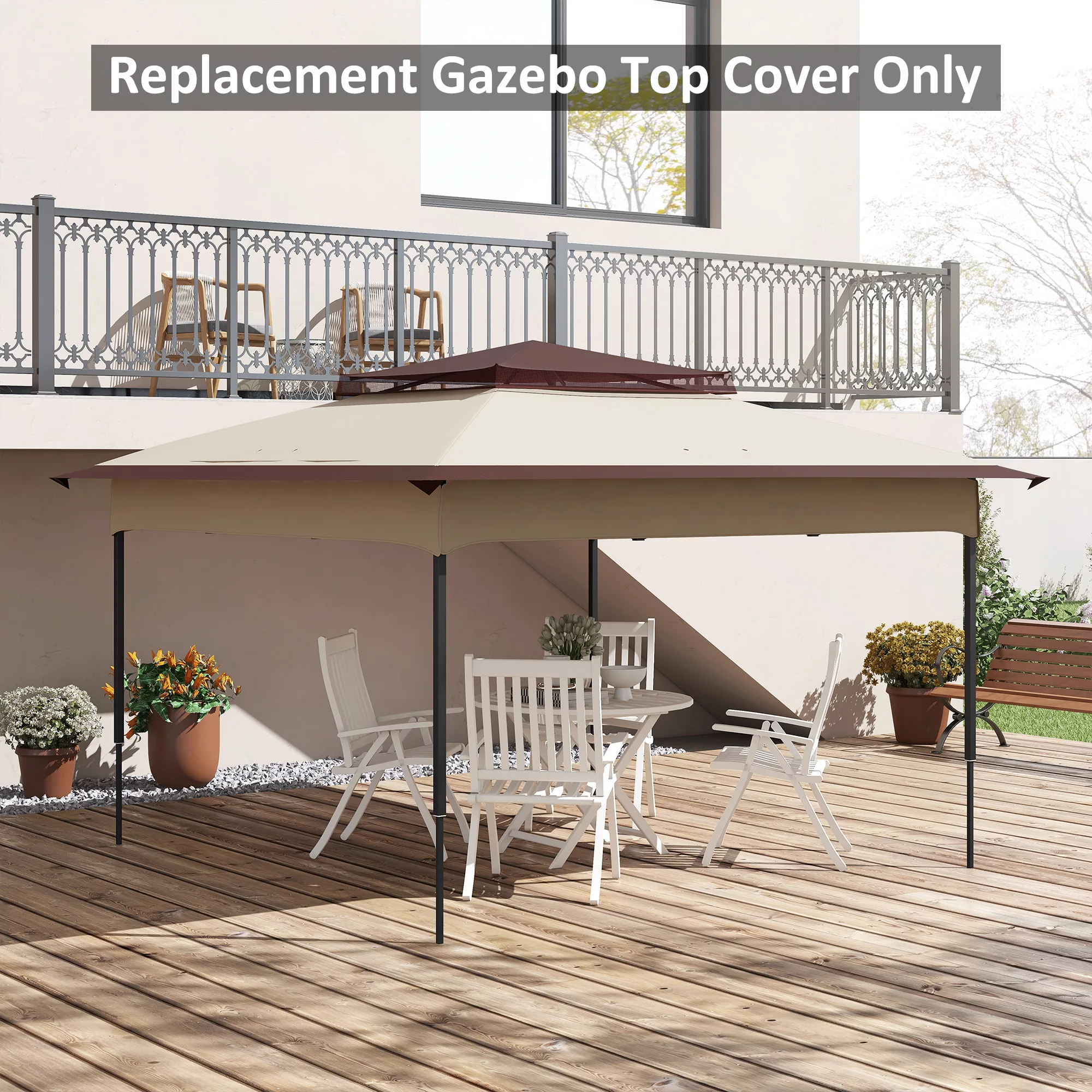 Outsunny Ersatzdach 3,25 x 3,25 m Pavillondach für Metallpavillon Gartenpav günstig online kaufen