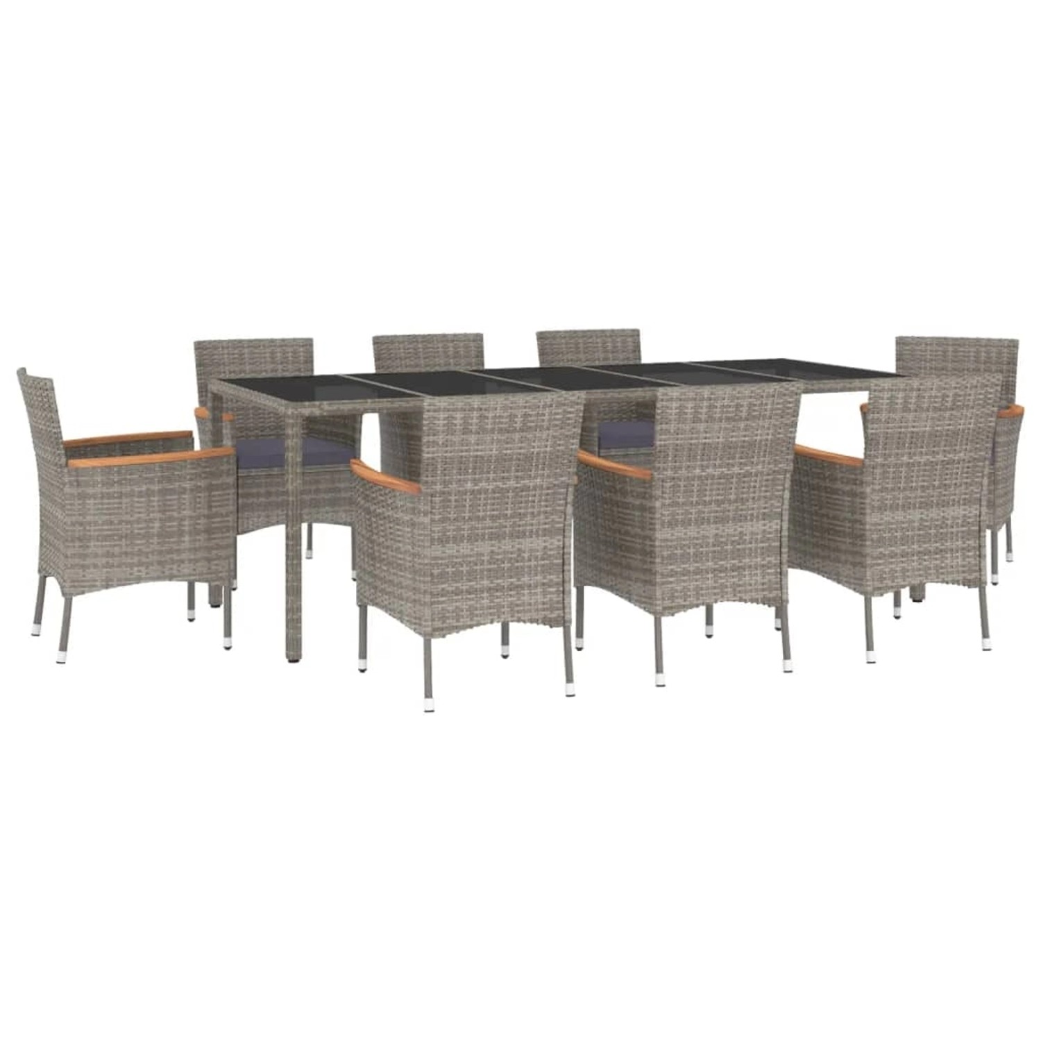 vidaXL 9-tlg Garten-Essgruppe mit Kissen Grau Poly Rattan Modell 15 günstig online kaufen