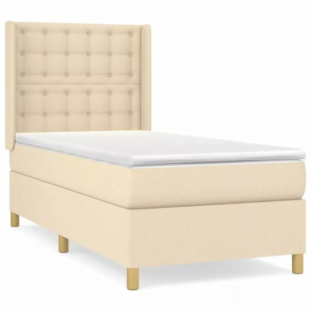 vidaXL Boxspringbett Boxspringbett mit Matratze Creme 90x200 cm Stoff Bett günstig online kaufen