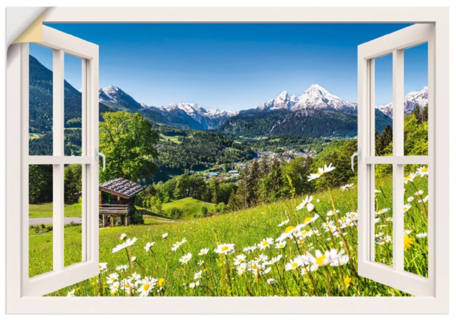 Artland Wandbild »Fensterblick Bayerischen Alpen«, Berge, (1 St.), als Alub günstig online kaufen