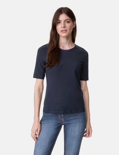 GERRY WEBER Kurzarmshirt T-Shirt mit Satinblende günstig online kaufen
