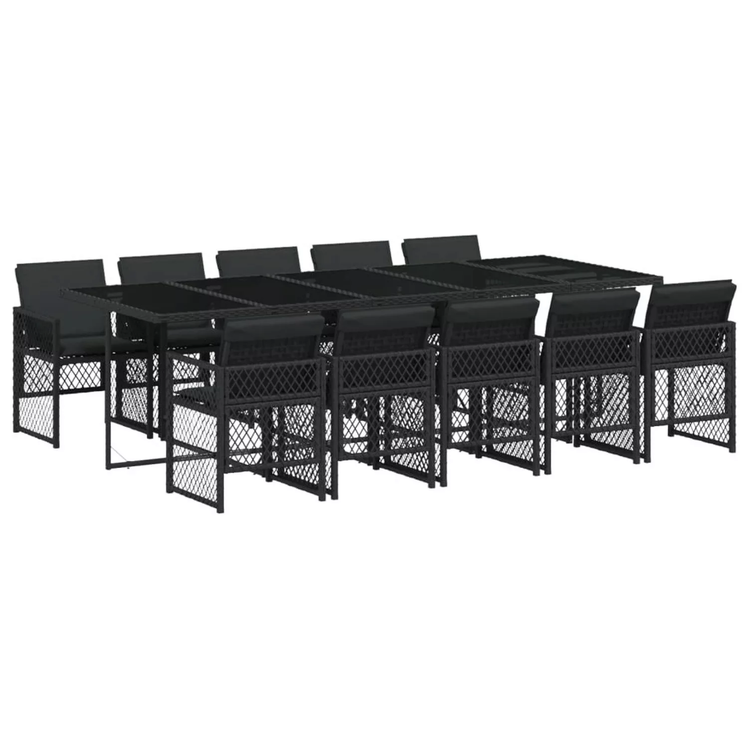 vidaXL 11-tlg Garten-Essgruppe mit Kissen Schwarz Poly Rattan Modell 60 günstig online kaufen