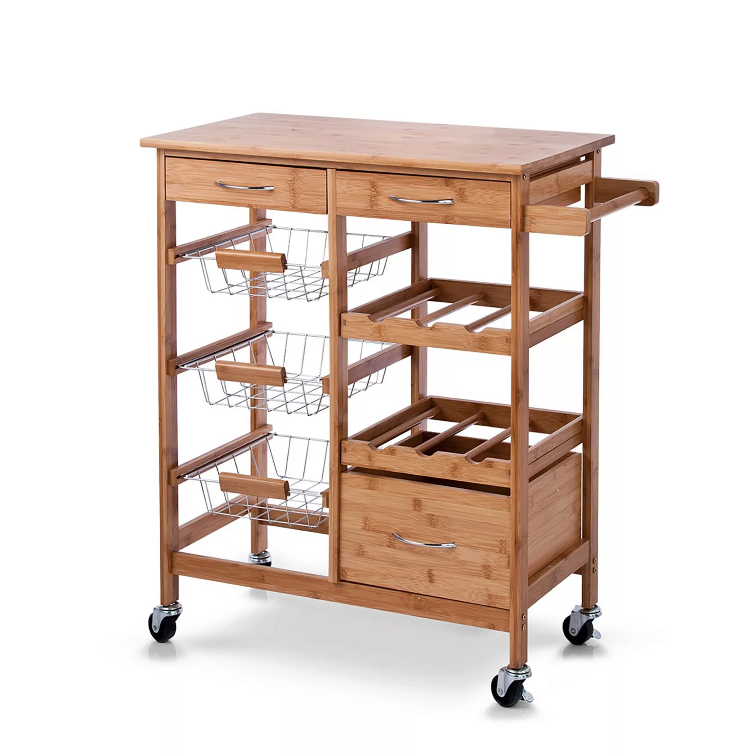 Zeller Küchenrollwagen Bambus 66 cm x 36 cm x 84 cm Natur günstig online kaufen