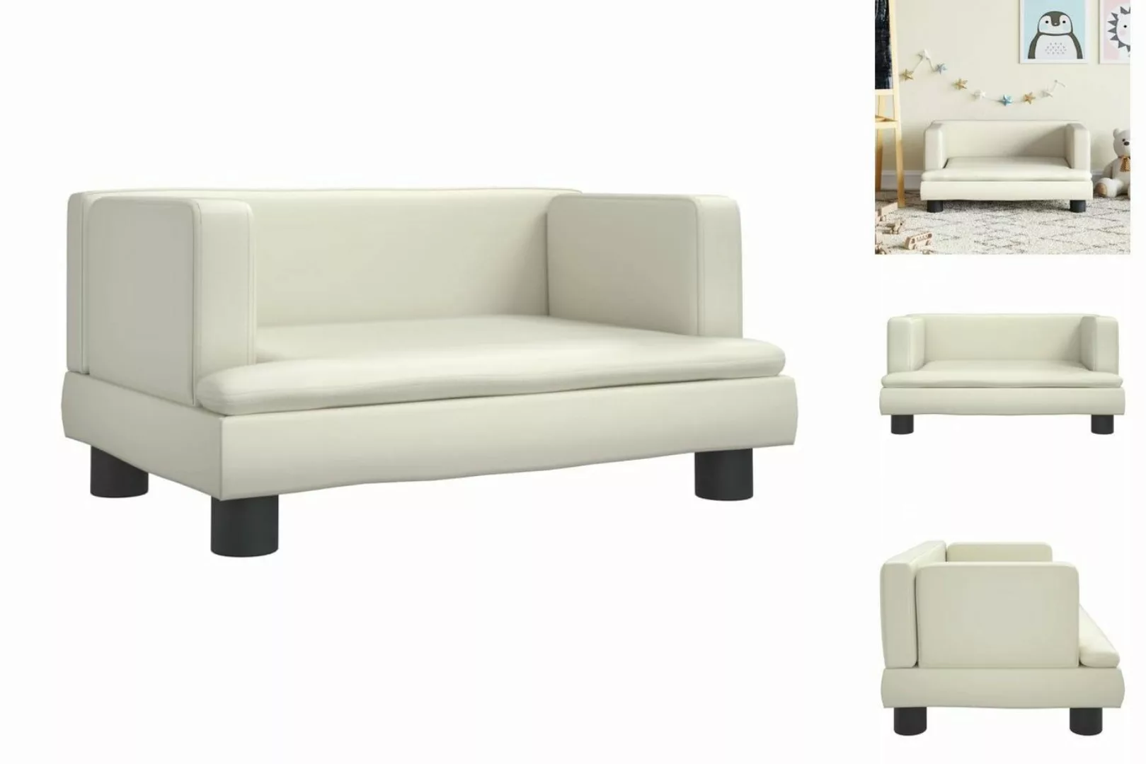 vidaXL Kindersofa Kindersofa Creme 60x40x30 cm Kunstleder Kindercouch Kinde günstig online kaufen