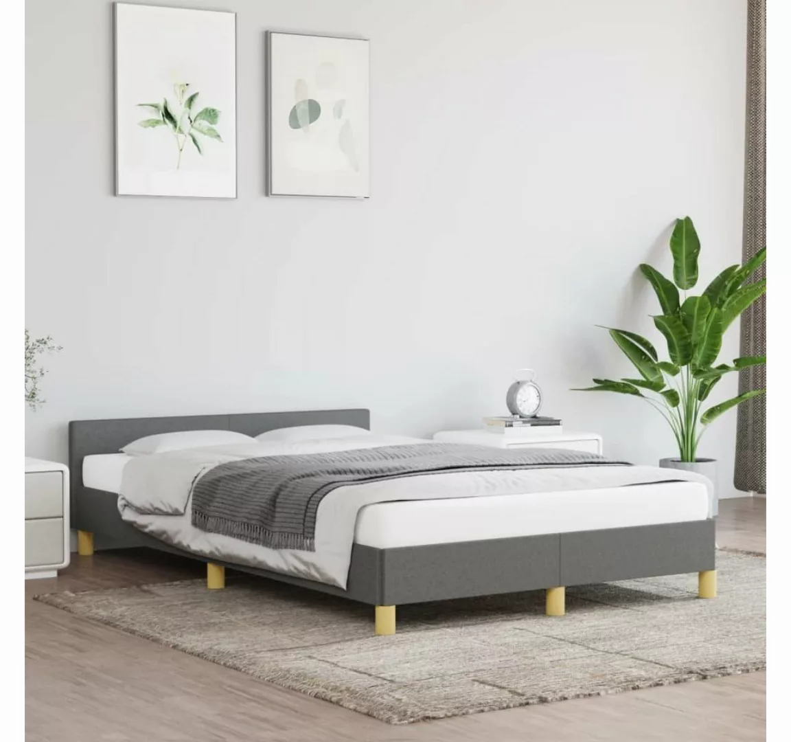 furnicato Bett Bettgestell mit Kopfteil Dunkelgrau 120x200 cm Stoff günstig online kaufen