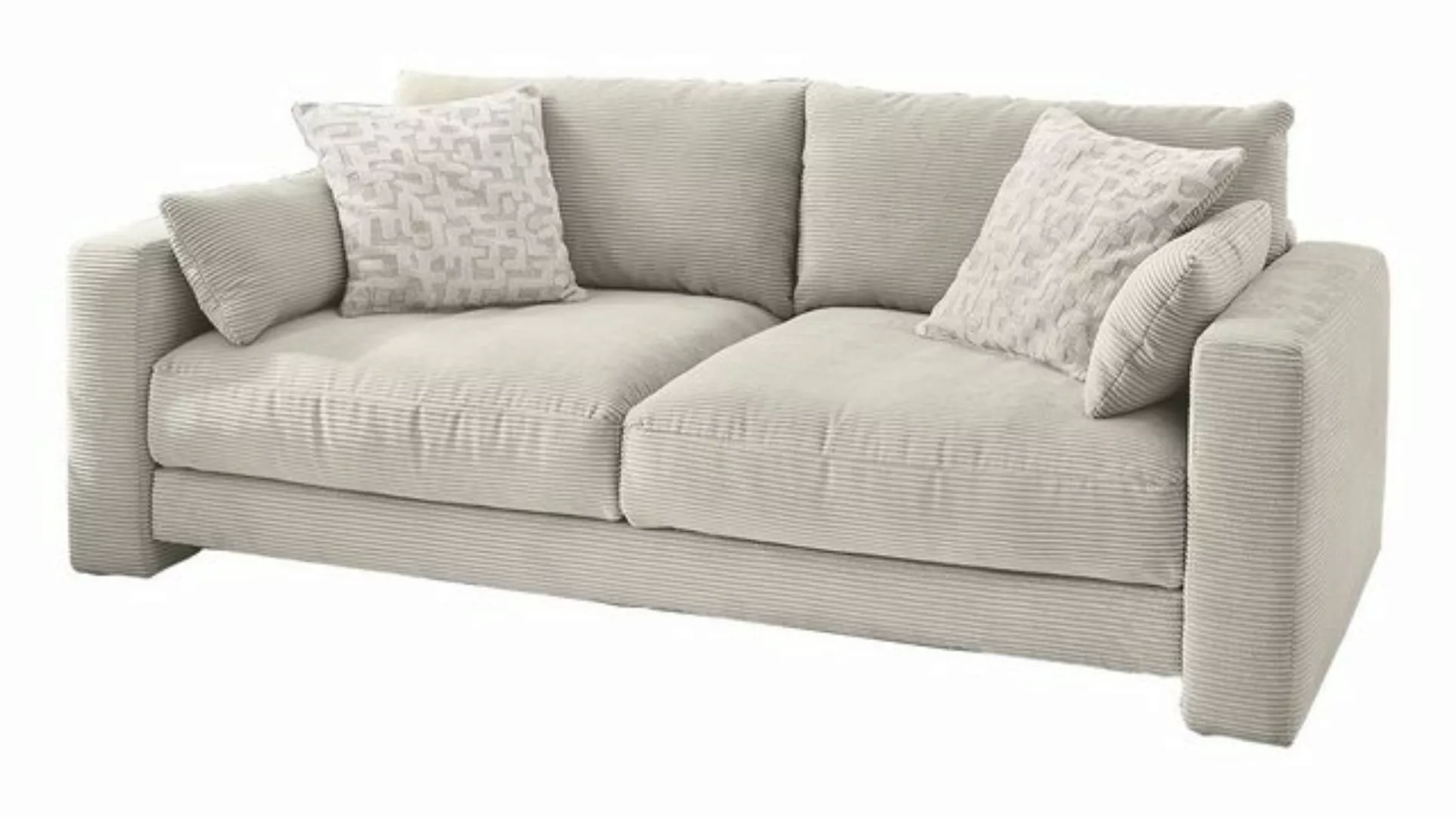 Massivart® Big-Sofa MILEY Cord grau-beige 241 cm / 4-Sitzer, Bonell-Federke günstig online kaufen