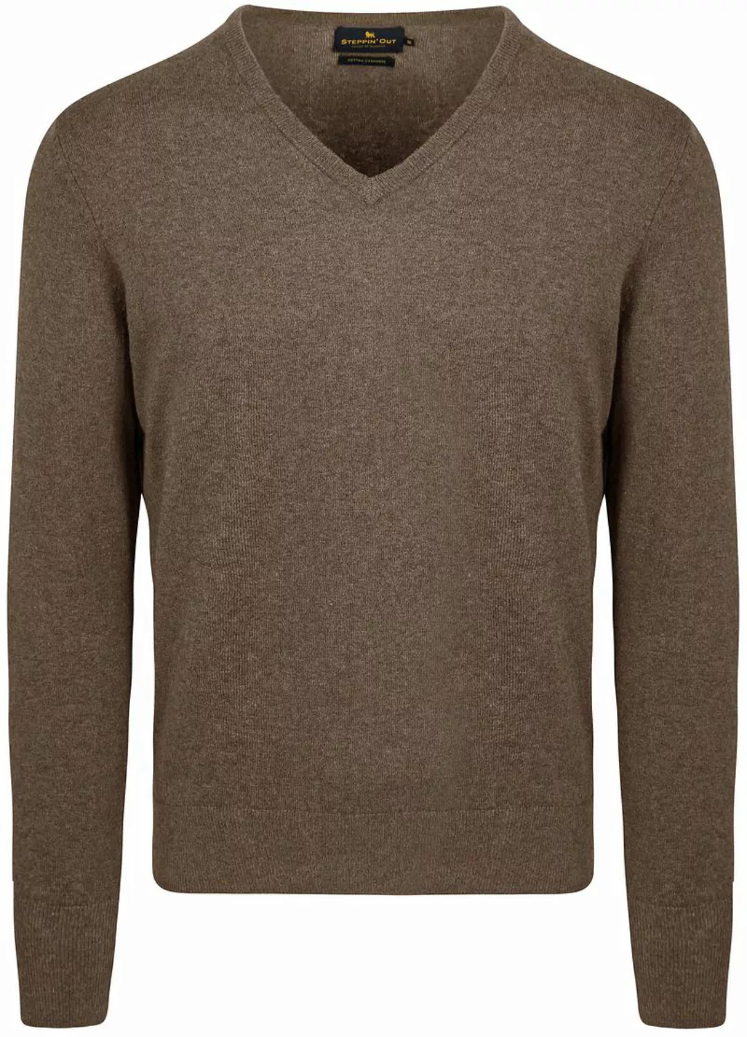 Steppin' Out Pullover Cotton Cashmere V-Ausschnitt Taupe Melange - Größe M günstig online kaufen