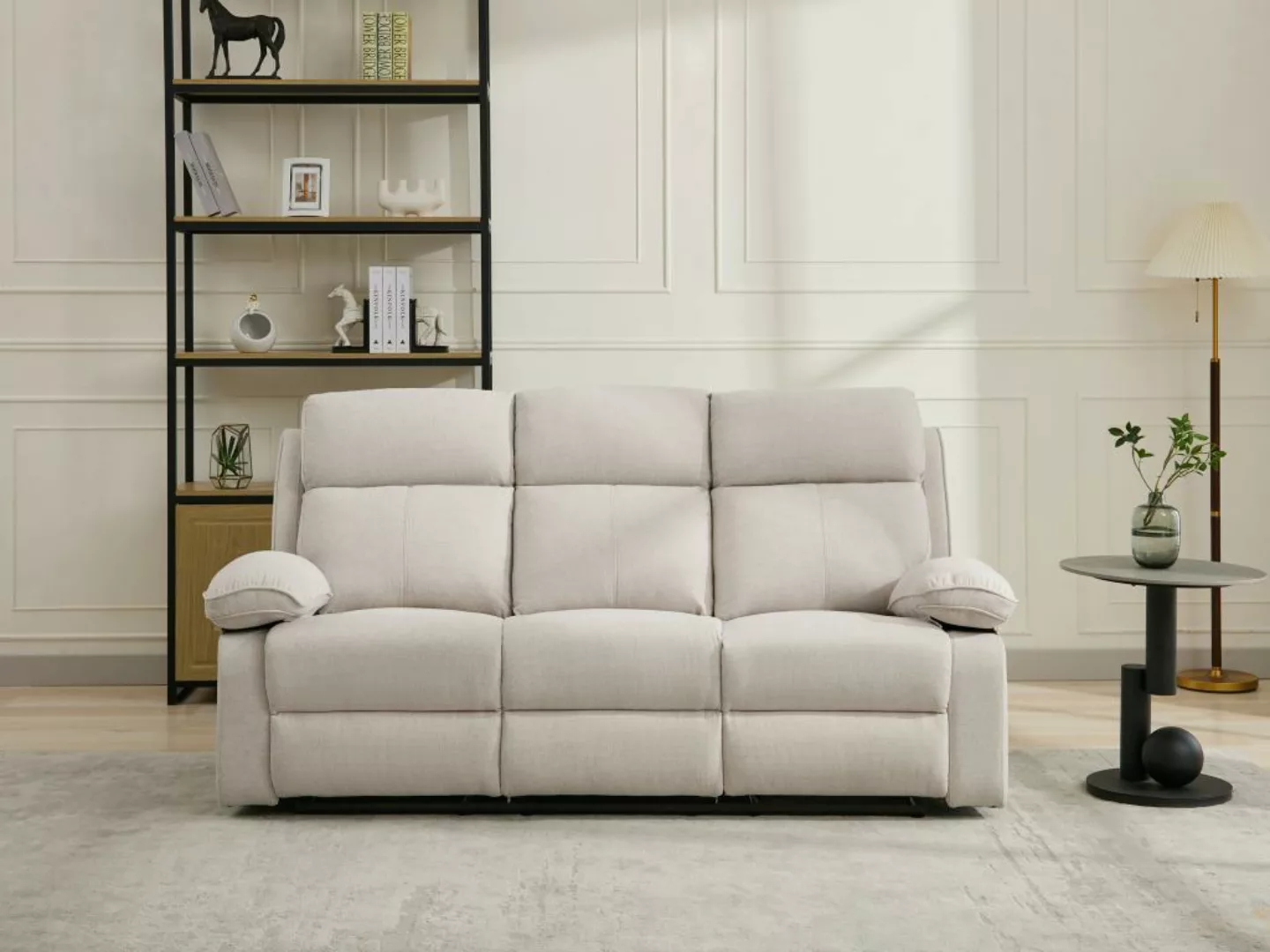 Relaxsofa 3-Sitzer - melierter Stoff - Beige - LANA günstig online kaufen