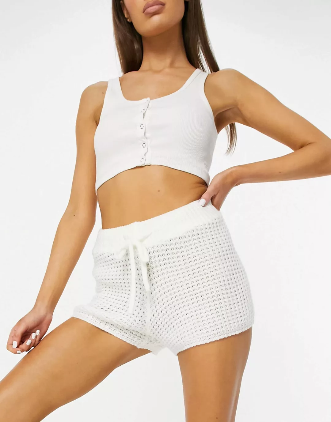 Parisian – Strick-Shorts in gebrochenem Weiß, Kombiteil günstig online kaufen