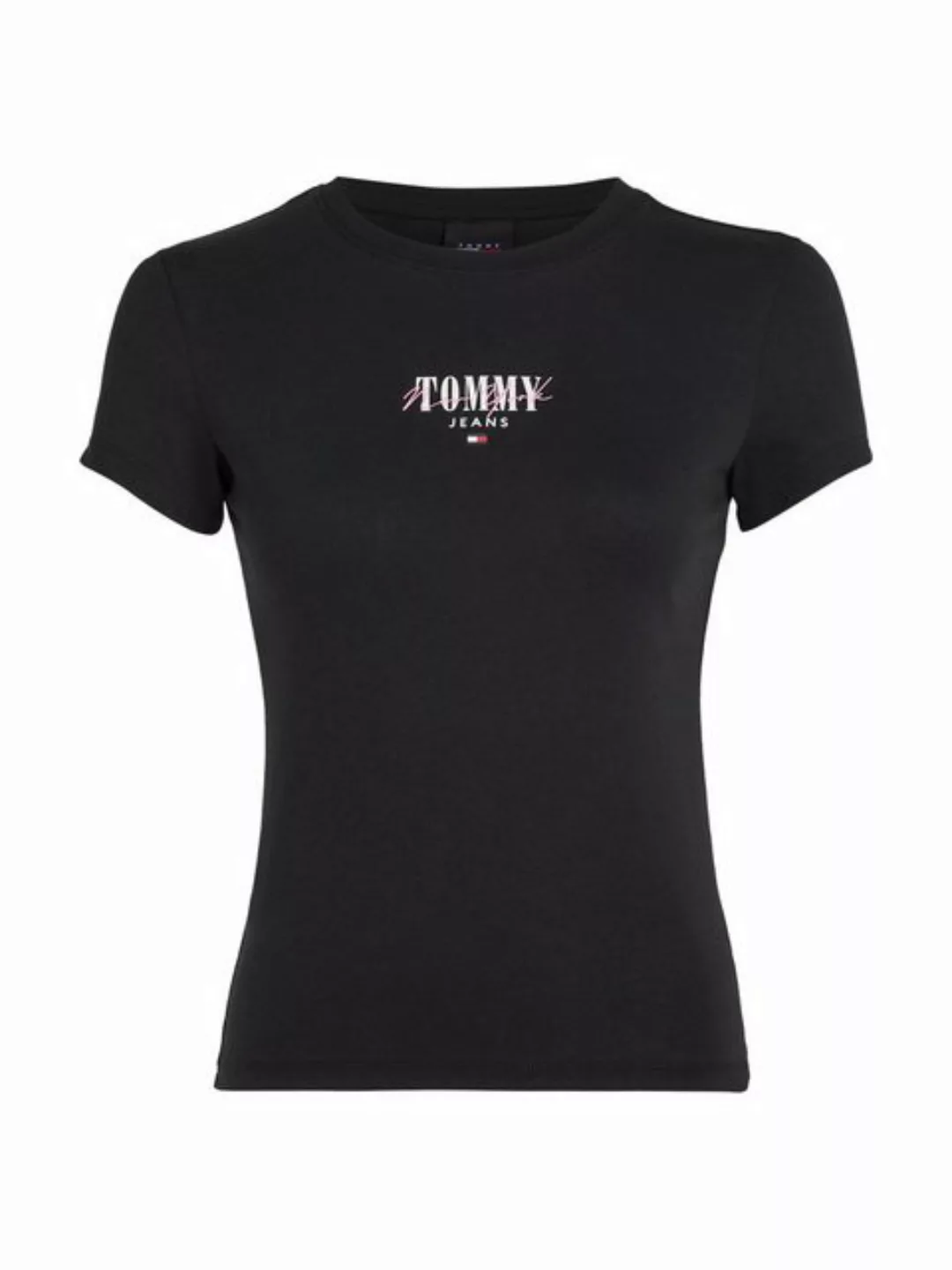 Tommy Jeans Rundhalsshirt Rib Slim Essential Logo Rippshirt, feines Jersey günstig online kaufen