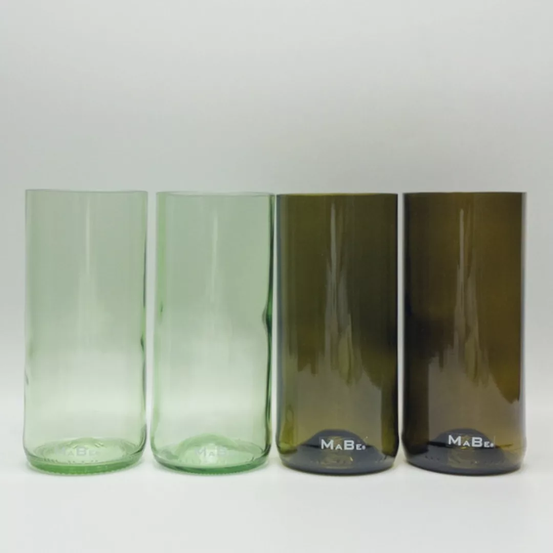 400ml Trinkglas Aus Der 0,7l Weinflasche In Oliv günstig online kaufen