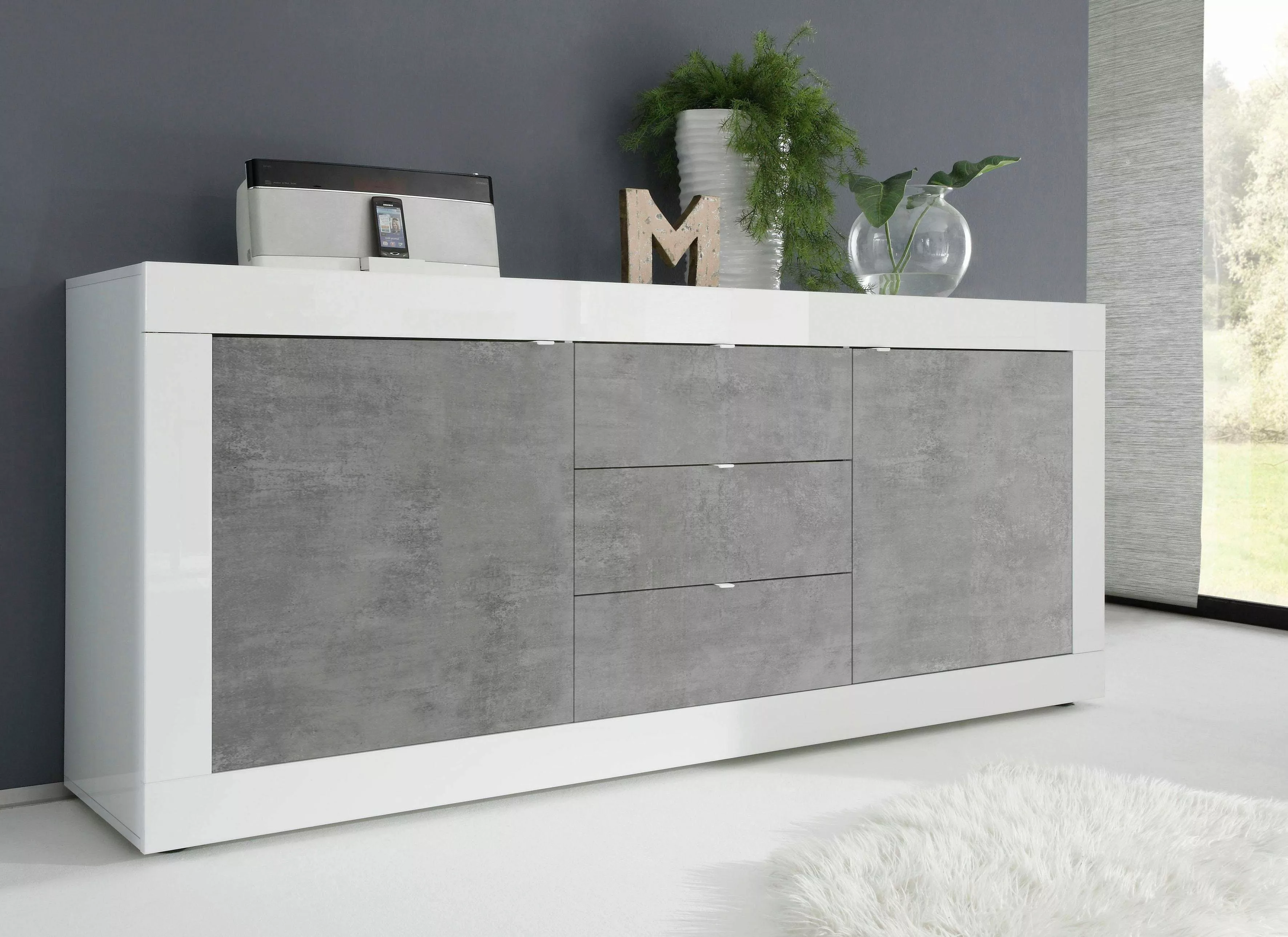 INOSIGN Sideboard "Basic Breite 210 cm, Kommode 2 Türen, 3 Schubkästen, Anr günstig online kaufen