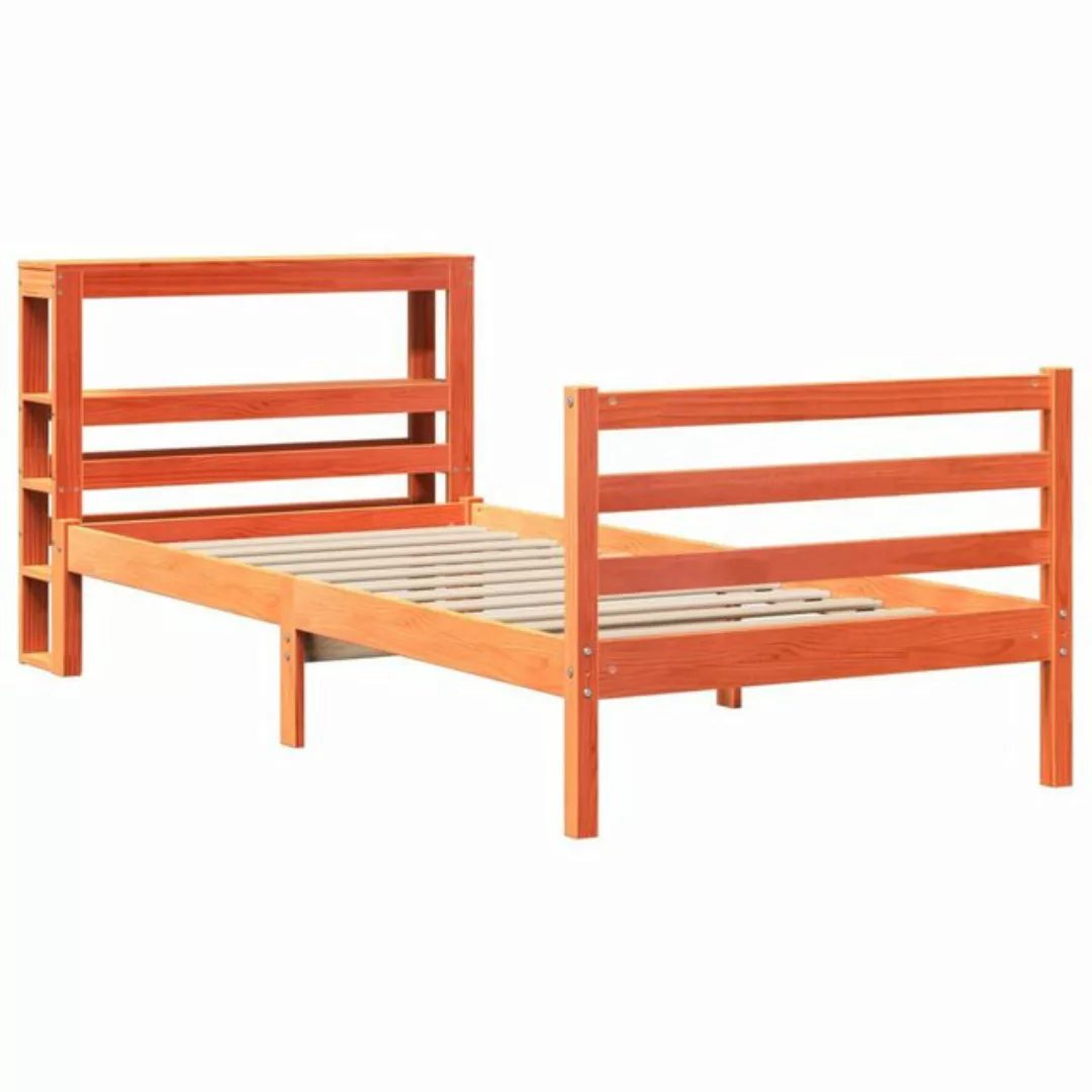 vidaXL Bett Massivholzbett ohne Matratze Wachsbraun 75x190 cm Kiefernholz günstig online kaufen