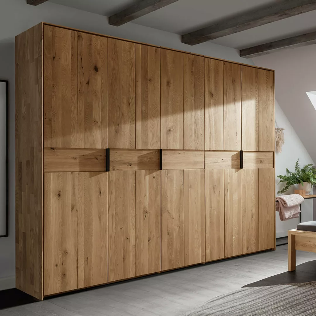 Kleiderschrank 258 cm breit modern in Landhausstil, Eiche massiv AVELLINO-1 günstig online kaufen