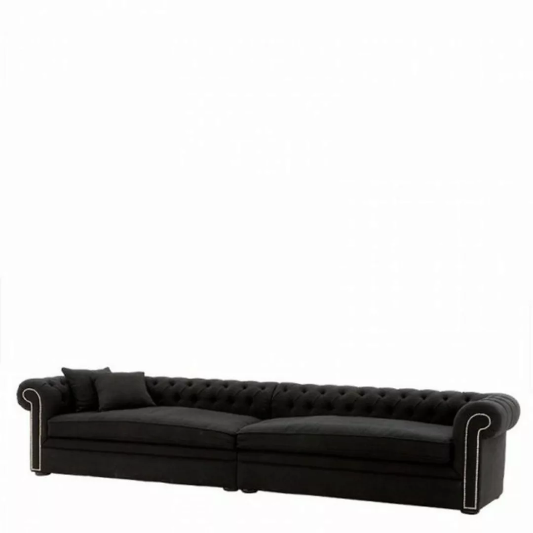 Casa Padrino Chesterfield-Sofa Riesiges Chesterfield Luxus Sofa Schwarz Lei günstig online kaufen