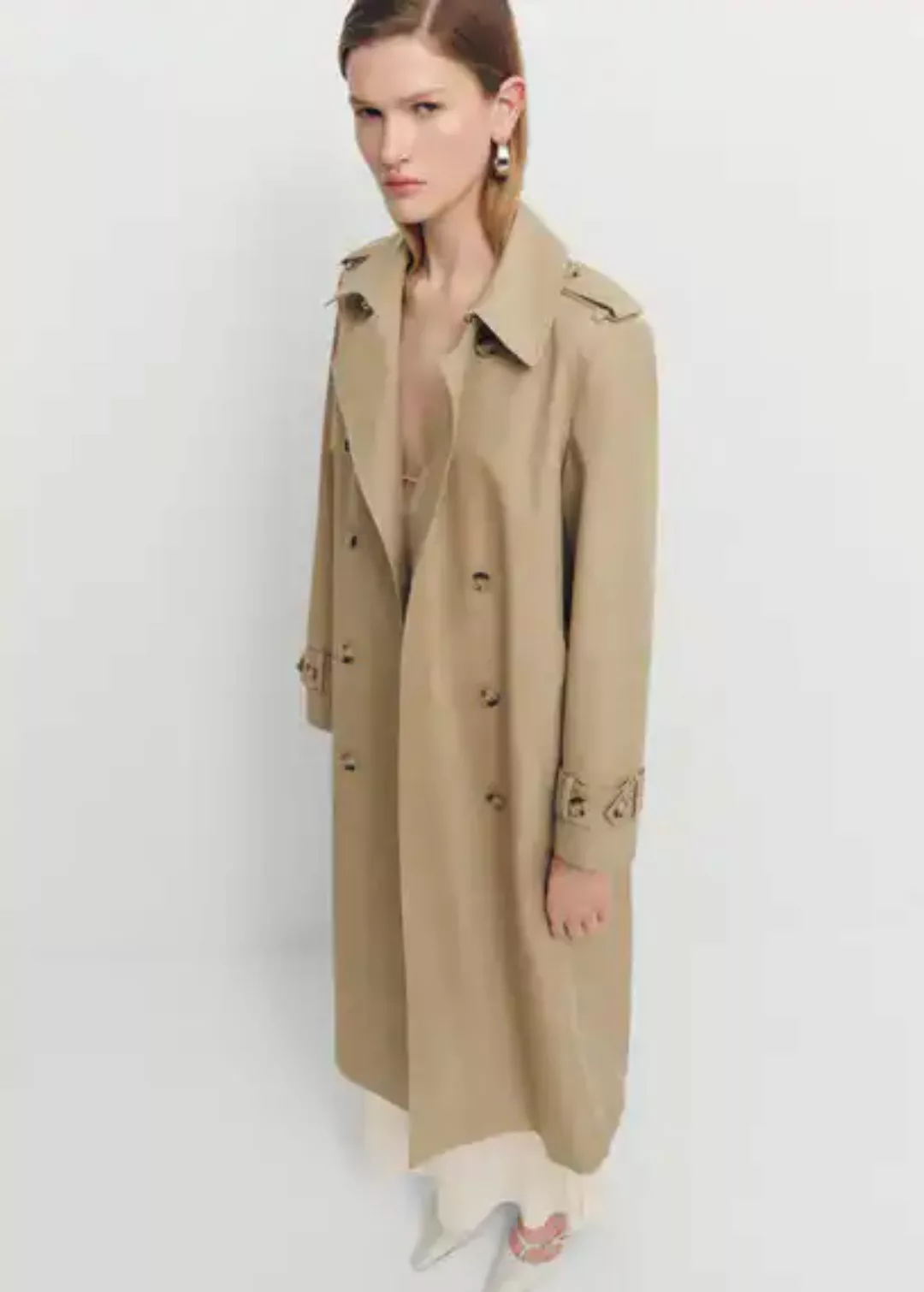 Zweireihiger Baumwoll-Trenchcoat günstig online kaufen