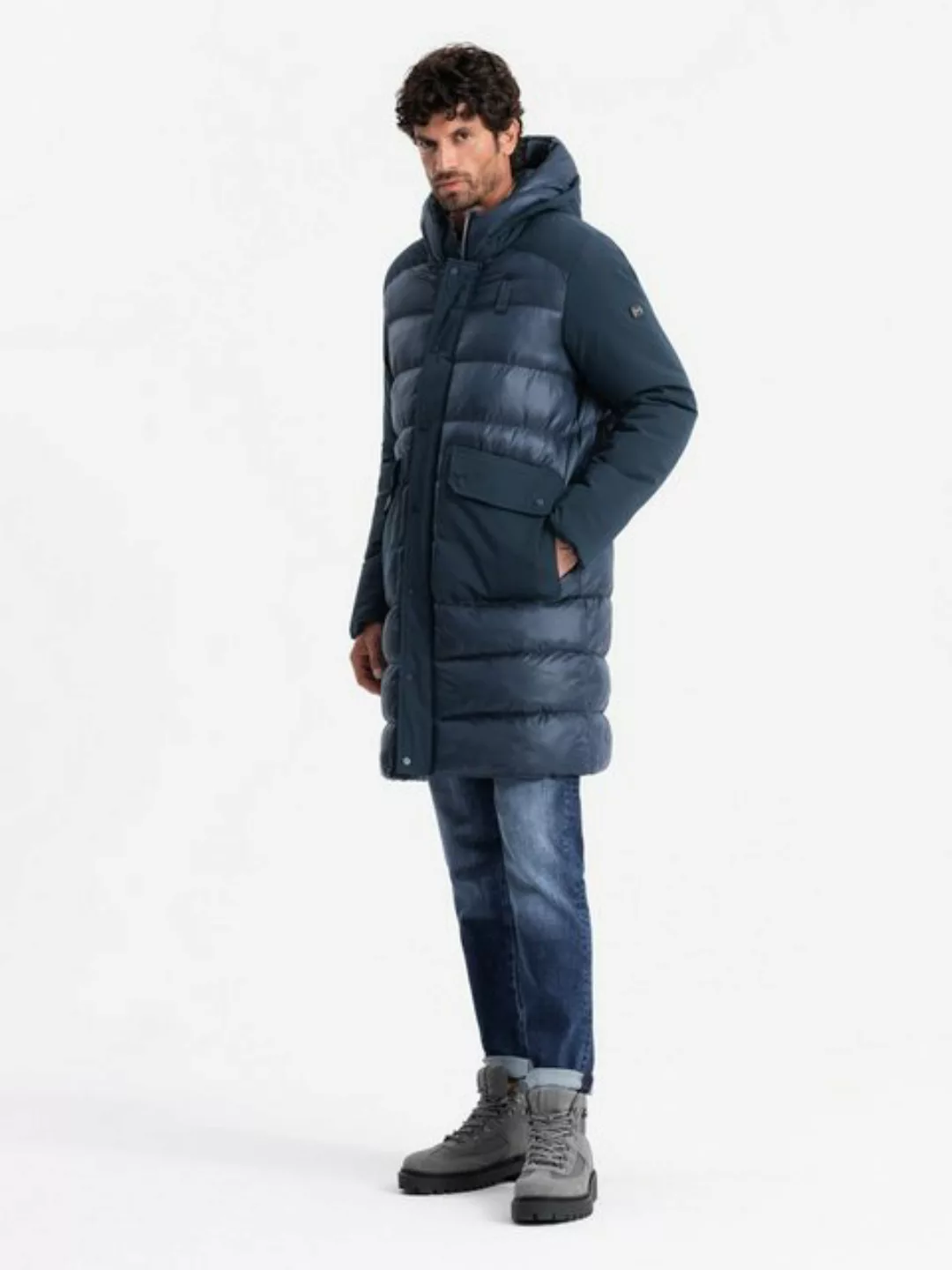 OMBRE Winterjacke Lange Steppjacke für Herren günstig online kaufen