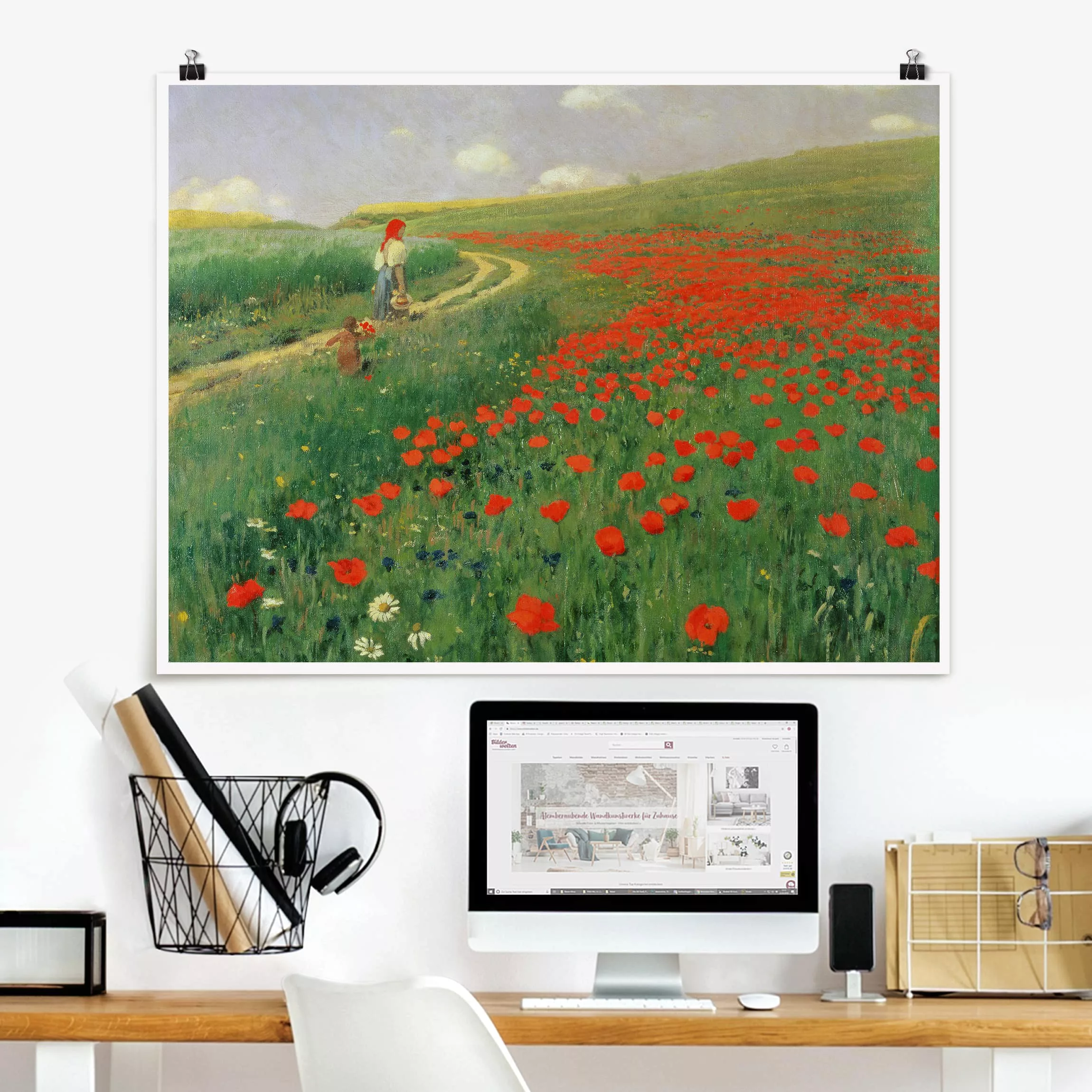 Poster Blumen - Querformat Pál Szinyei-Merse - Sommerlandschaft mit blühend günstig online kaufen