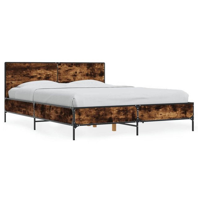 vidaXL Bett, Bettgestell Räuchereiche 120x190 cm Holzwerkstoff und Metall günstig online kaufen