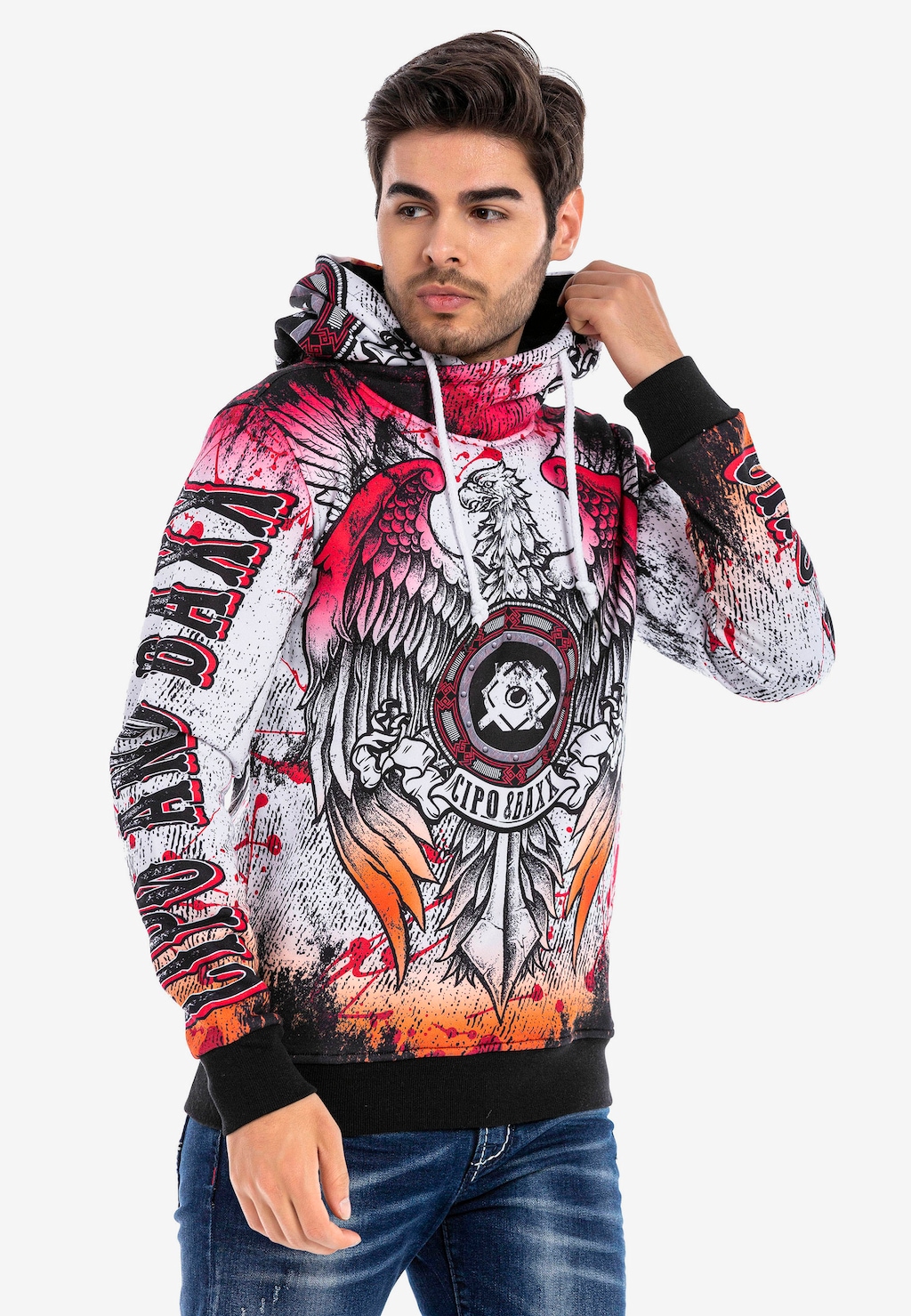 Cipo & Baxx Kapuzensweatshirt, mit coolem Allover-Print günstig online kaufen